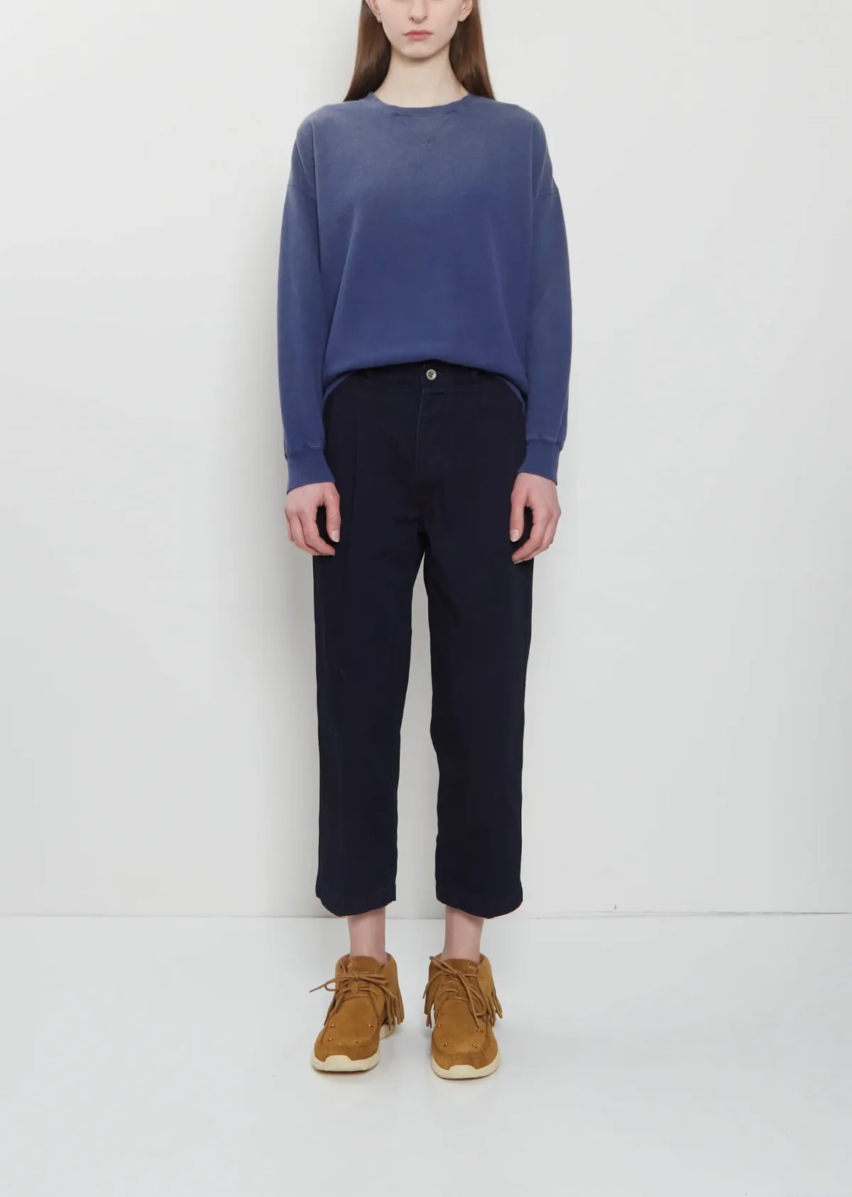Pleated Cropped Cotton Chino by Visvim