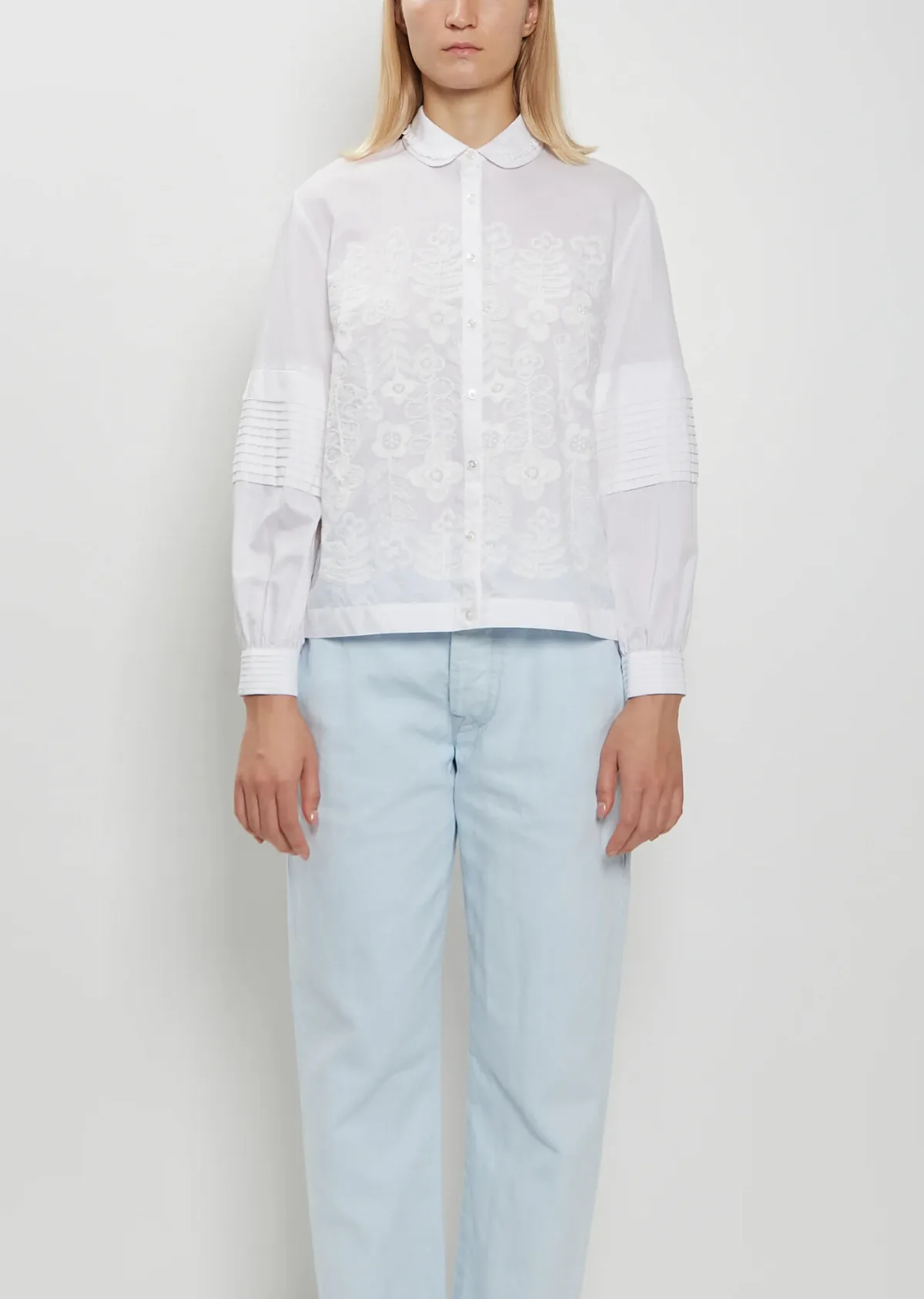 Swing Garden Embroidered Cotton Silk Shirt by Min Perhonen