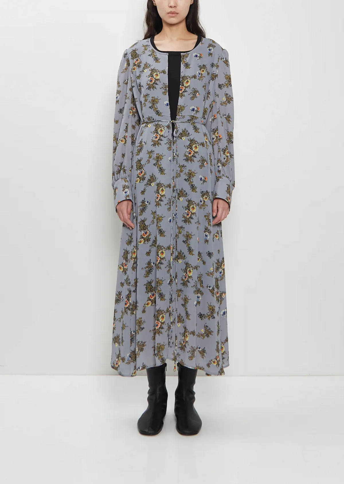 Georgette Flower Print Long Sleeve Layered Dress by Junya Watanabe