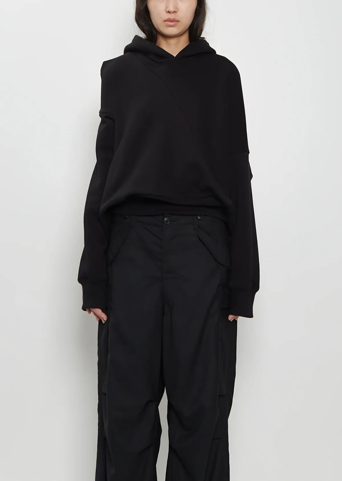 Cotton French Terry Asymmetrical Hoodie by Junya Watanabe