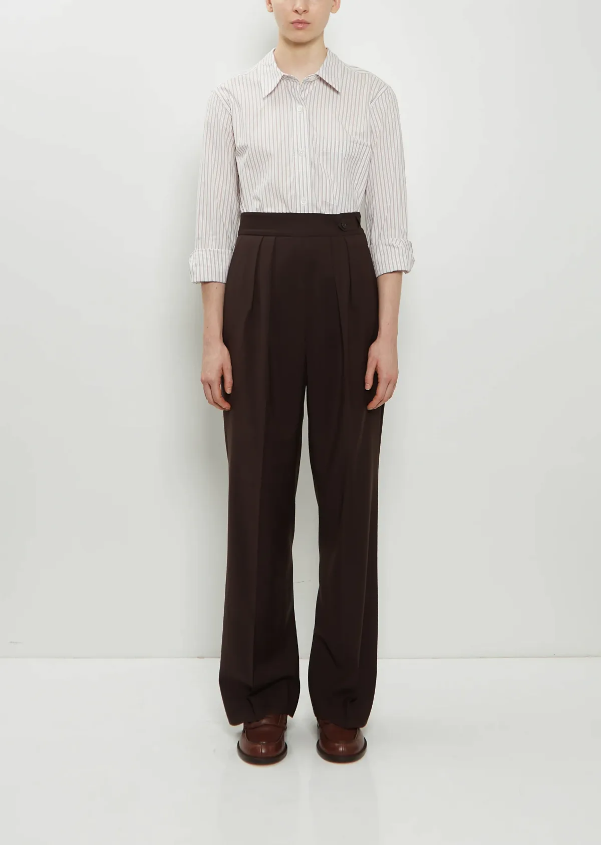 Side Closure Wool Trousers by Margaret Howell