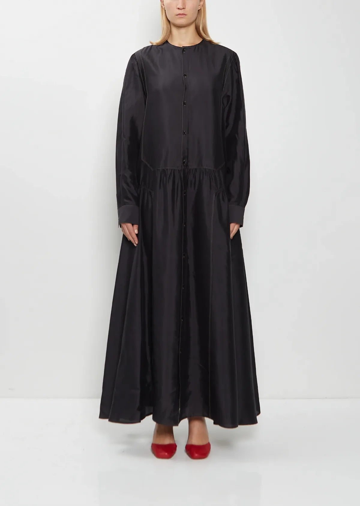 Button Silk A-Line Dress by Lemaire