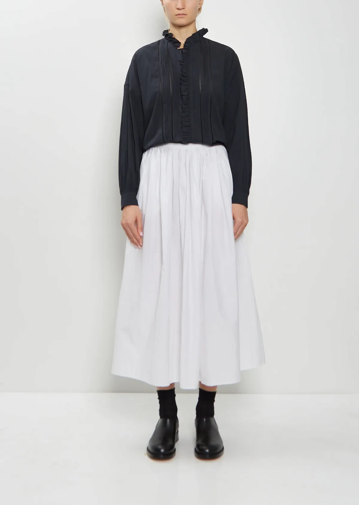 Random Pleated Cotton Silk Skirt by Toujours