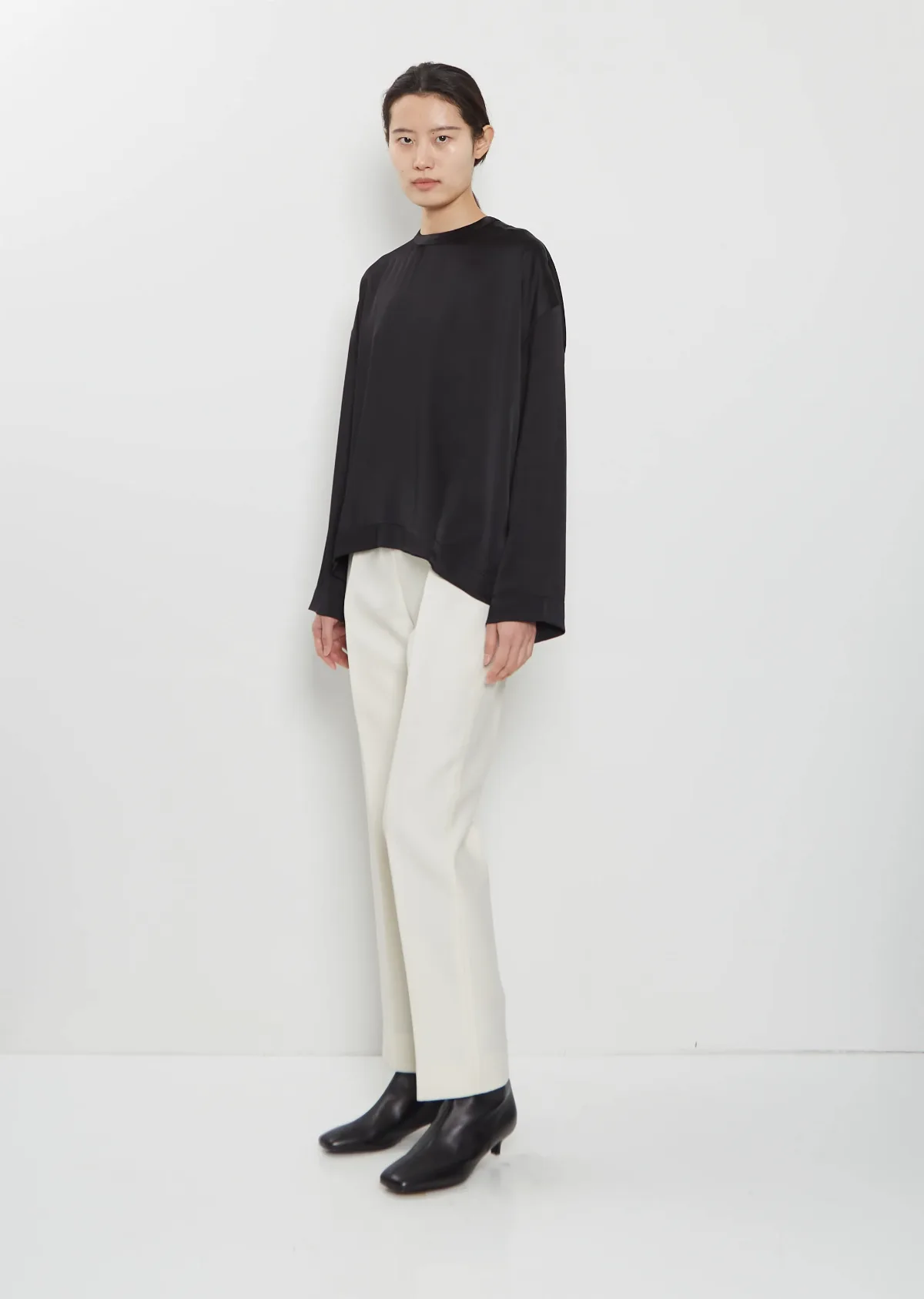 Evening Wool Silk Trousers by Totême