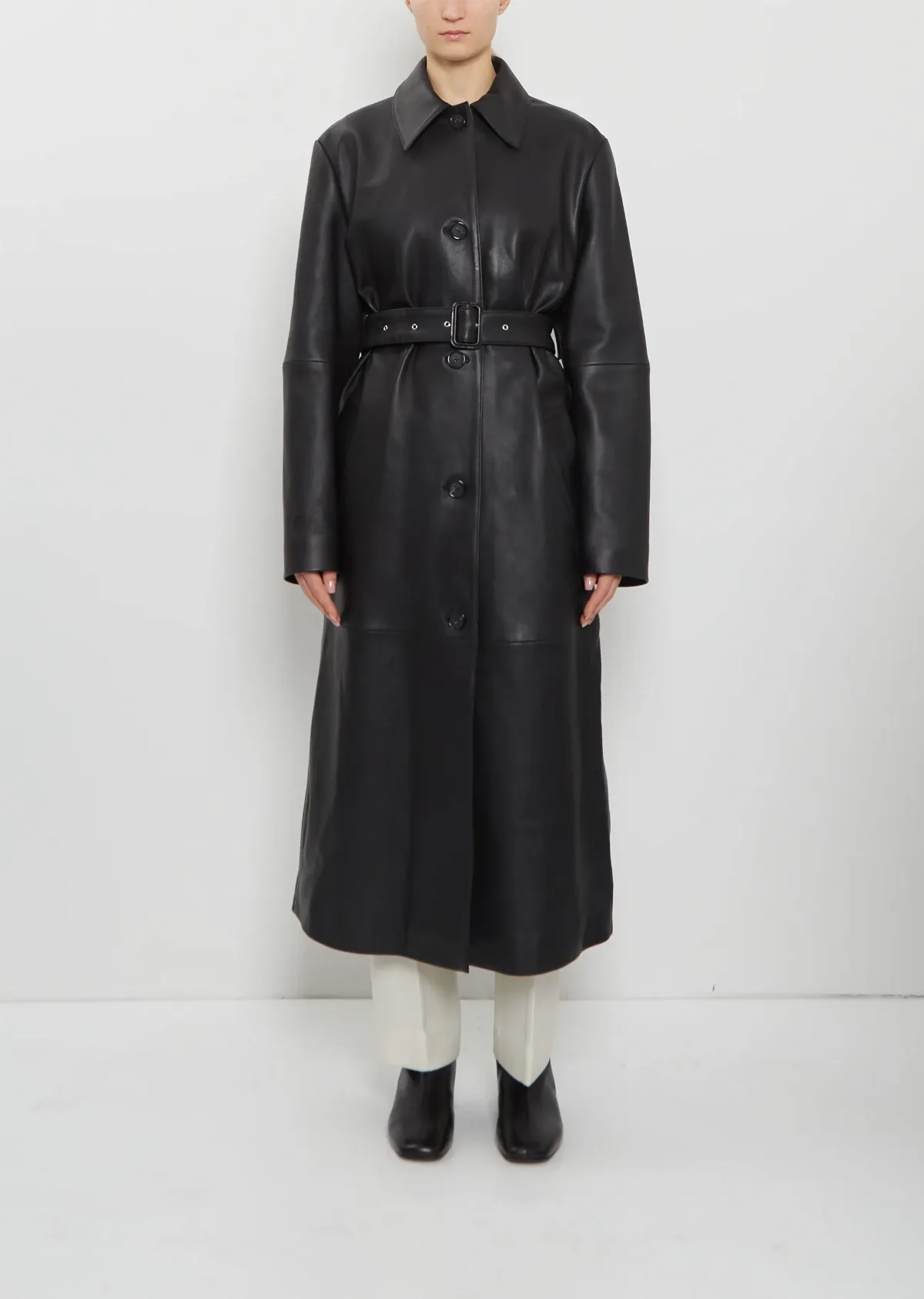 Belted Leather Coat by Totême