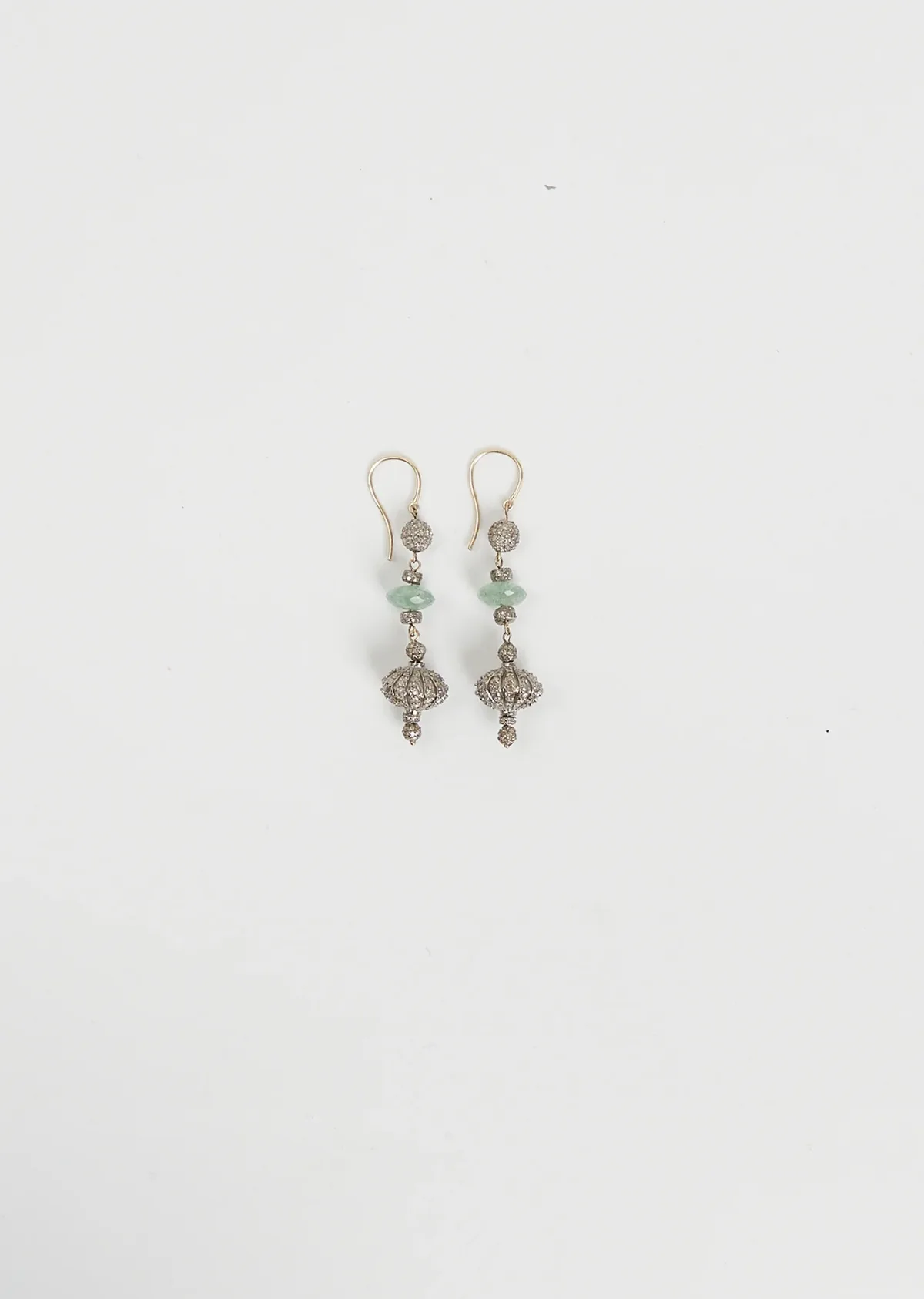 Globetrotter Green Strawberry Quartz Diamond Earring 9k YG by Ileana Makri