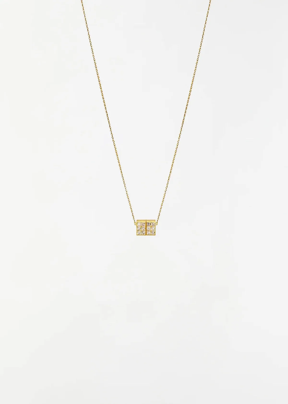 Diamond Cube Necklace 18K Yellow Gold by Shihara