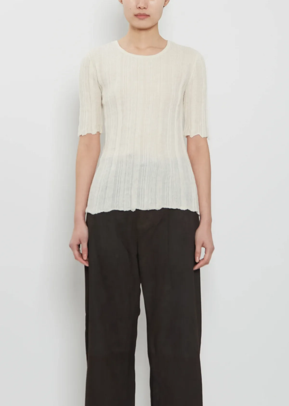 Plisse Alpaca Silk Tee by Lauren Manoogian