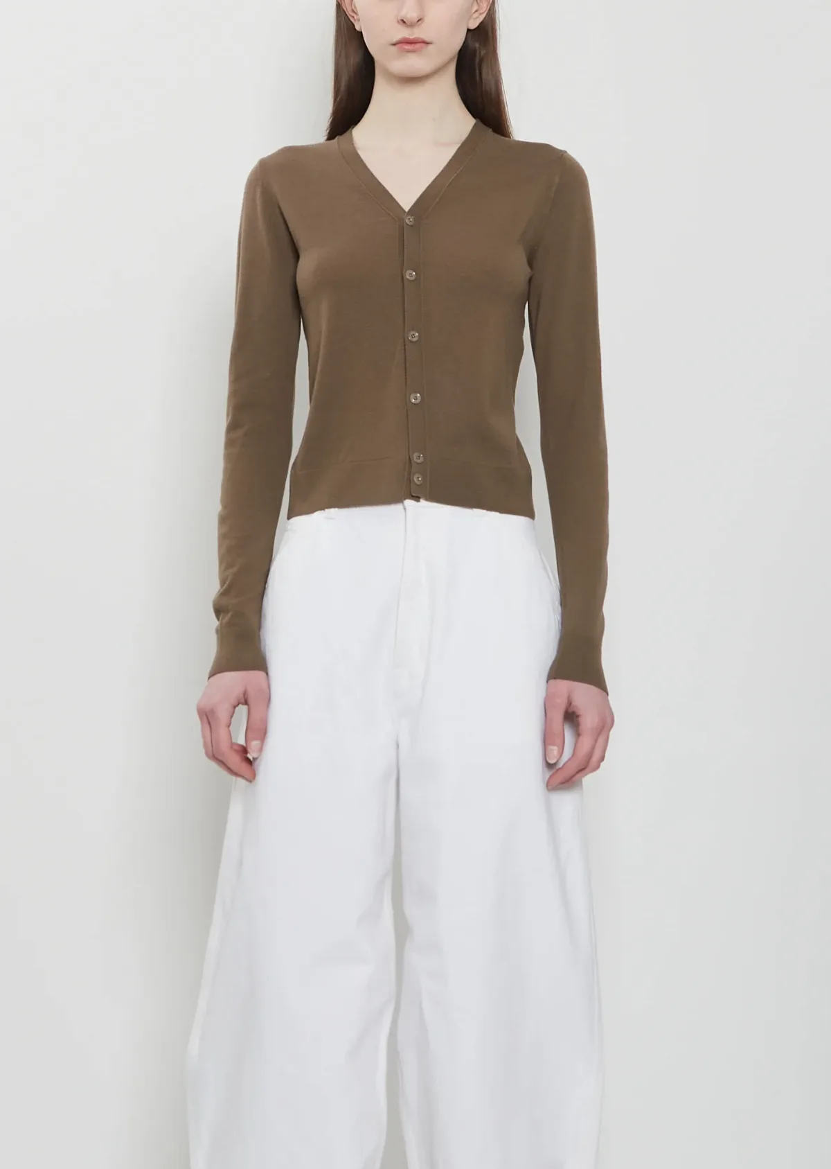V-Neck Buttoned Wool Cardigan