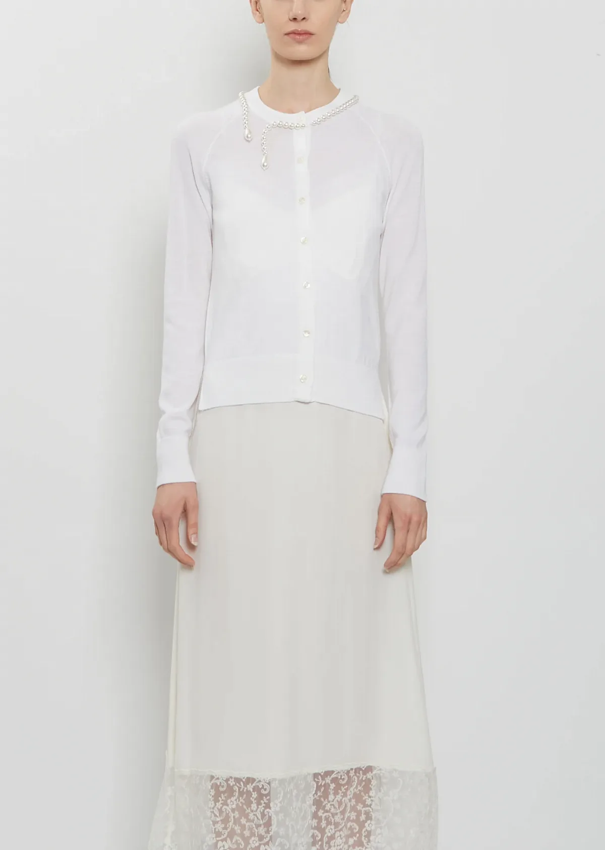 Embellished Merino Wool Silk Cardigan