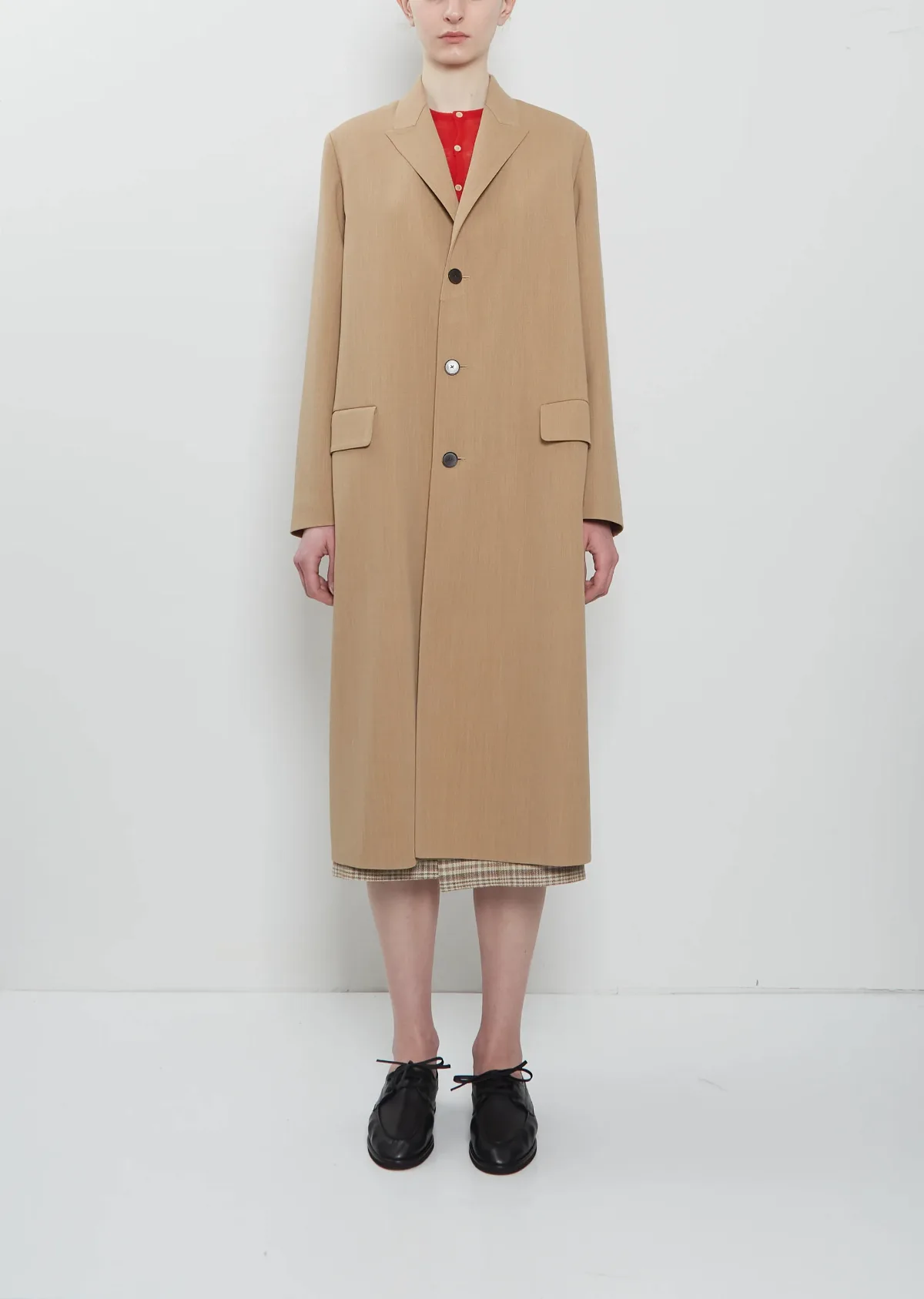 Structured Wool Hand-Sewn Coat by Auralee