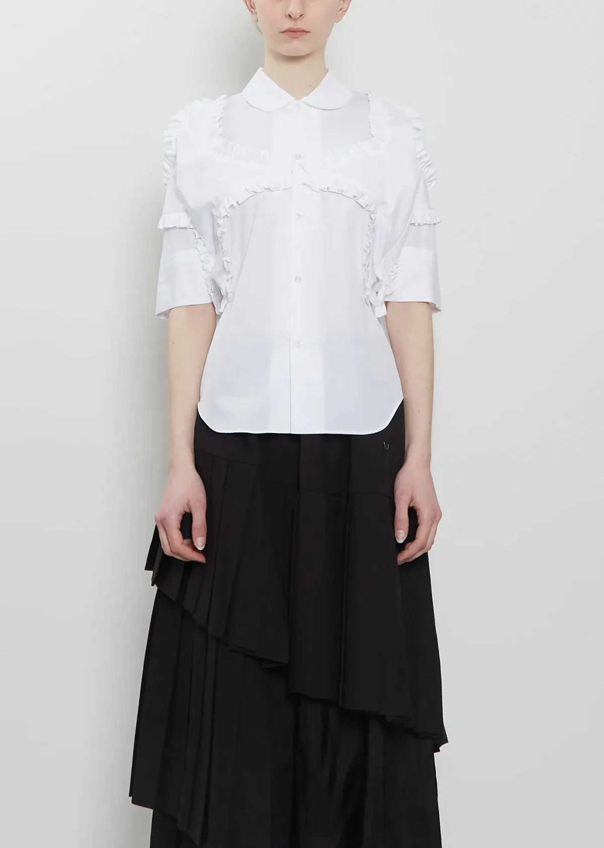 Noir by Kei Ninomiya Ruffles Broad Cotton Blouse by Noir