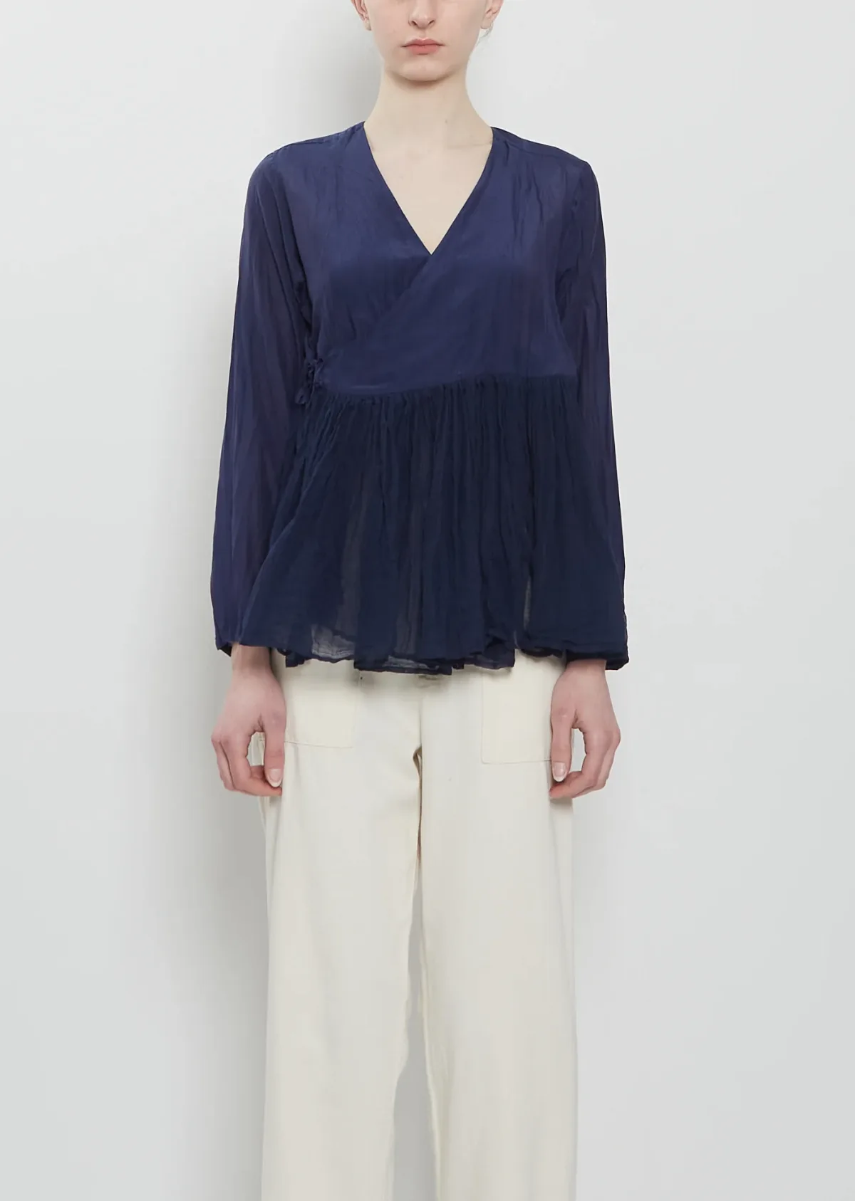 Pas De Calais Cotton Silk Lawn Wrap Blouse by Pas De Calais