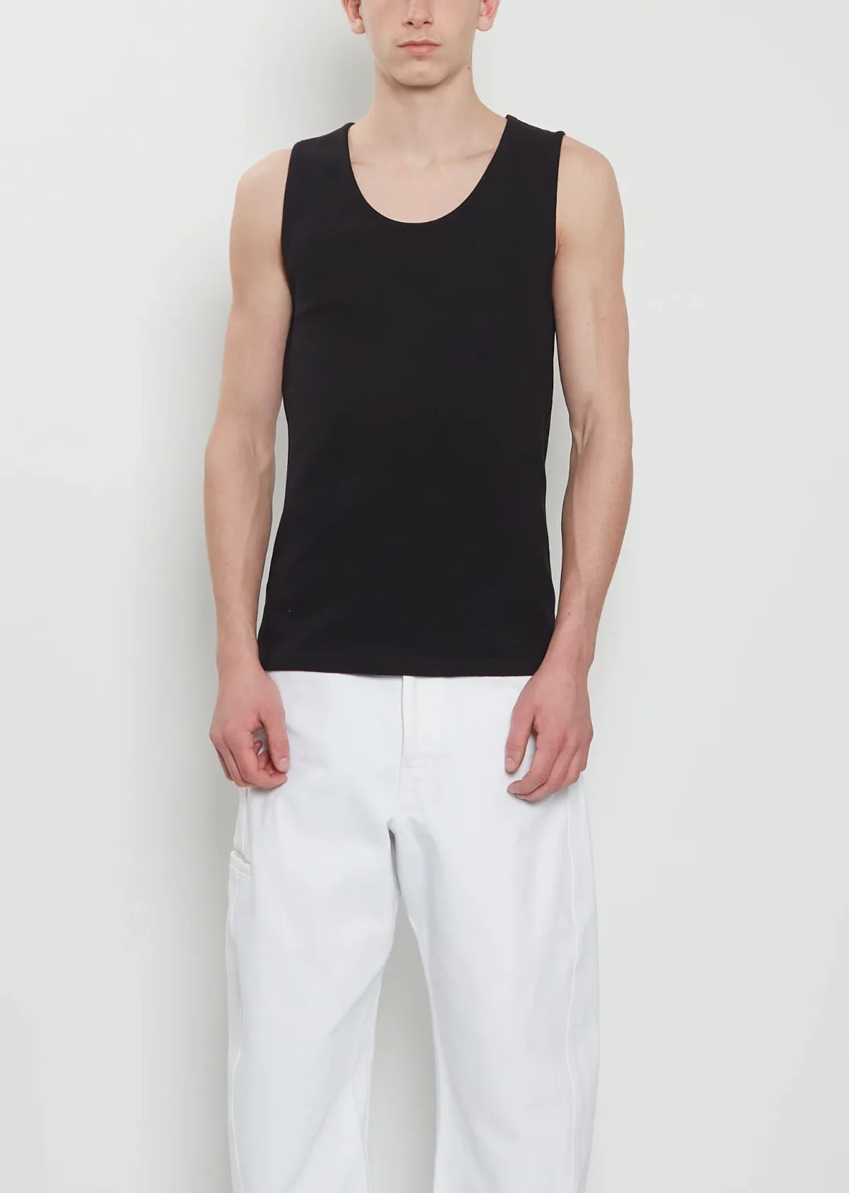 Rib Cotton Linen Tank Top by Lemaire Men