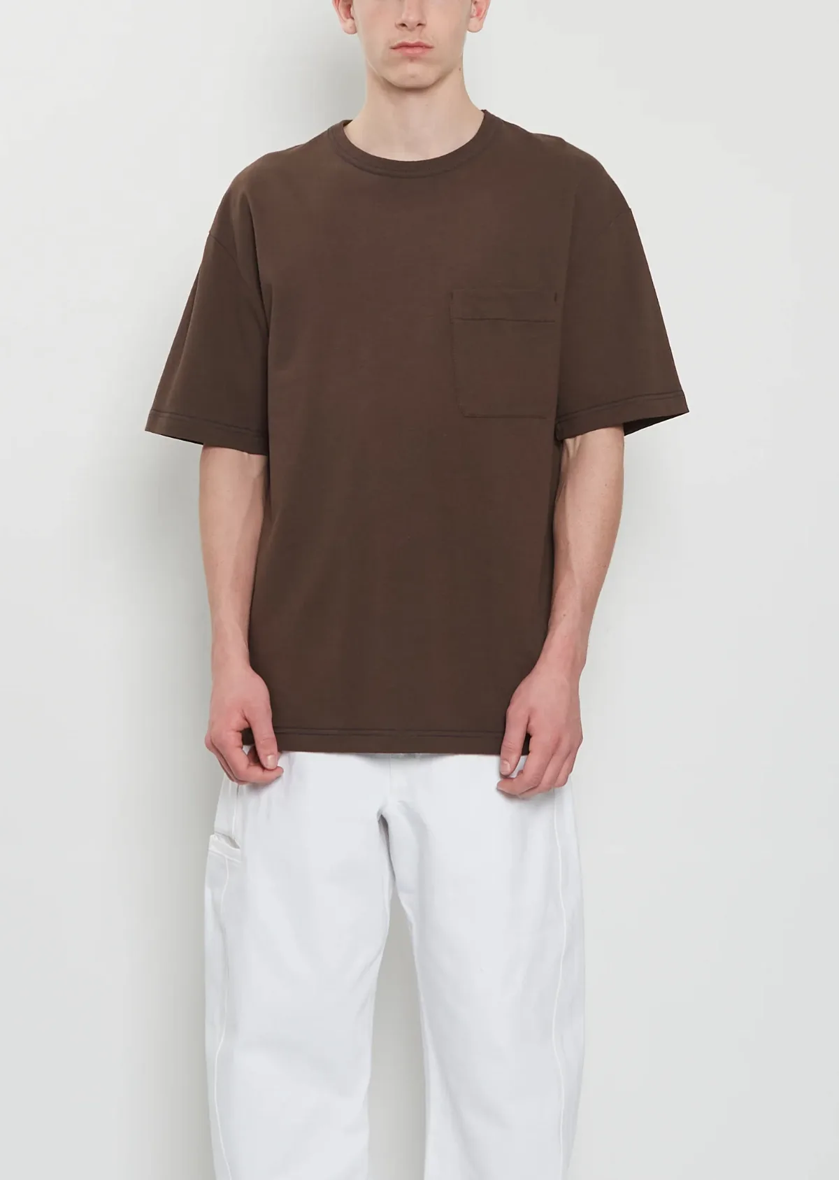 Boxy Cotton Linen T-Shirt Ristretto by Lemaire Men
