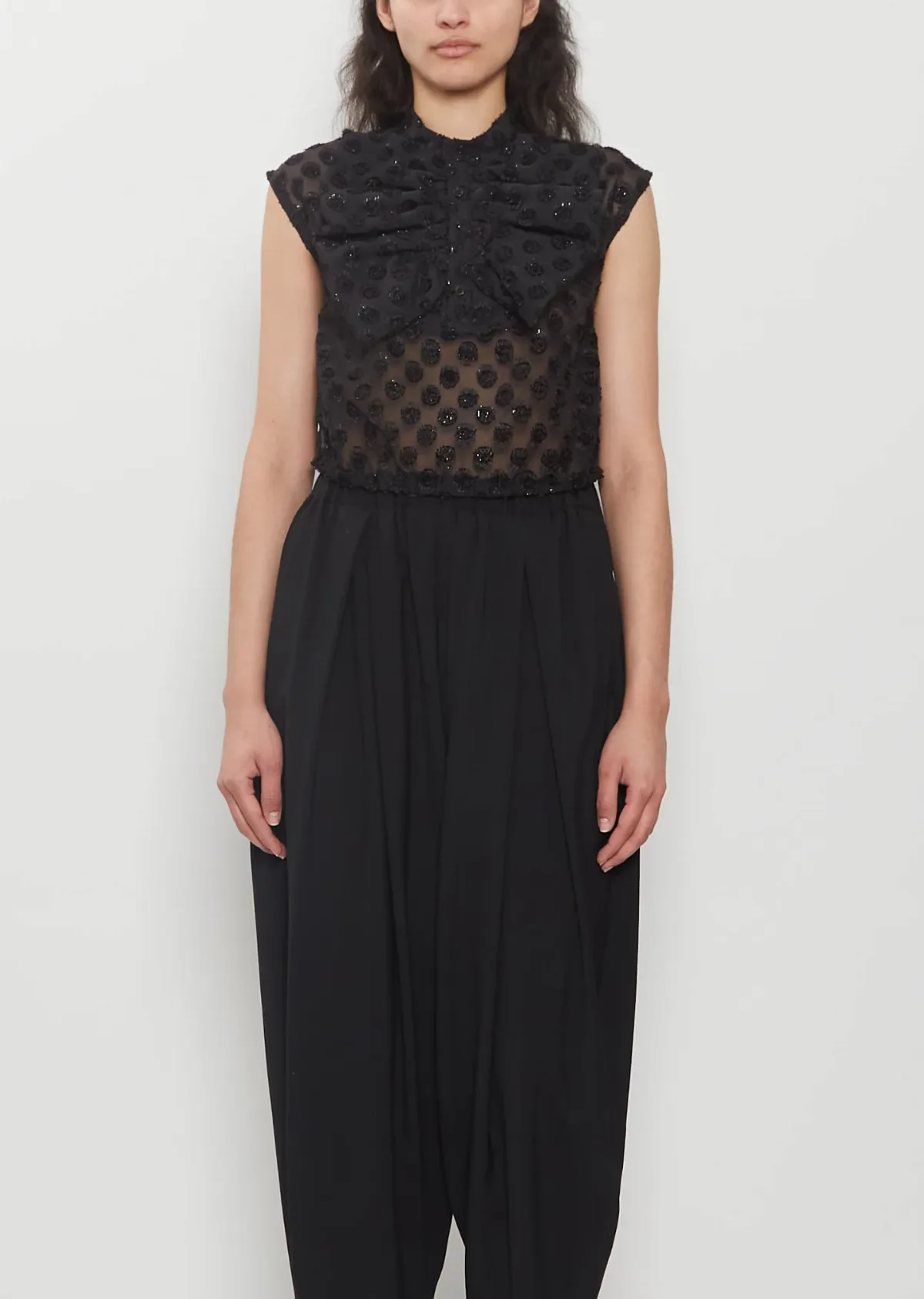 Noir by Kei Ninomiya Polka Dot Jacquard Georgette Blouse by Noir