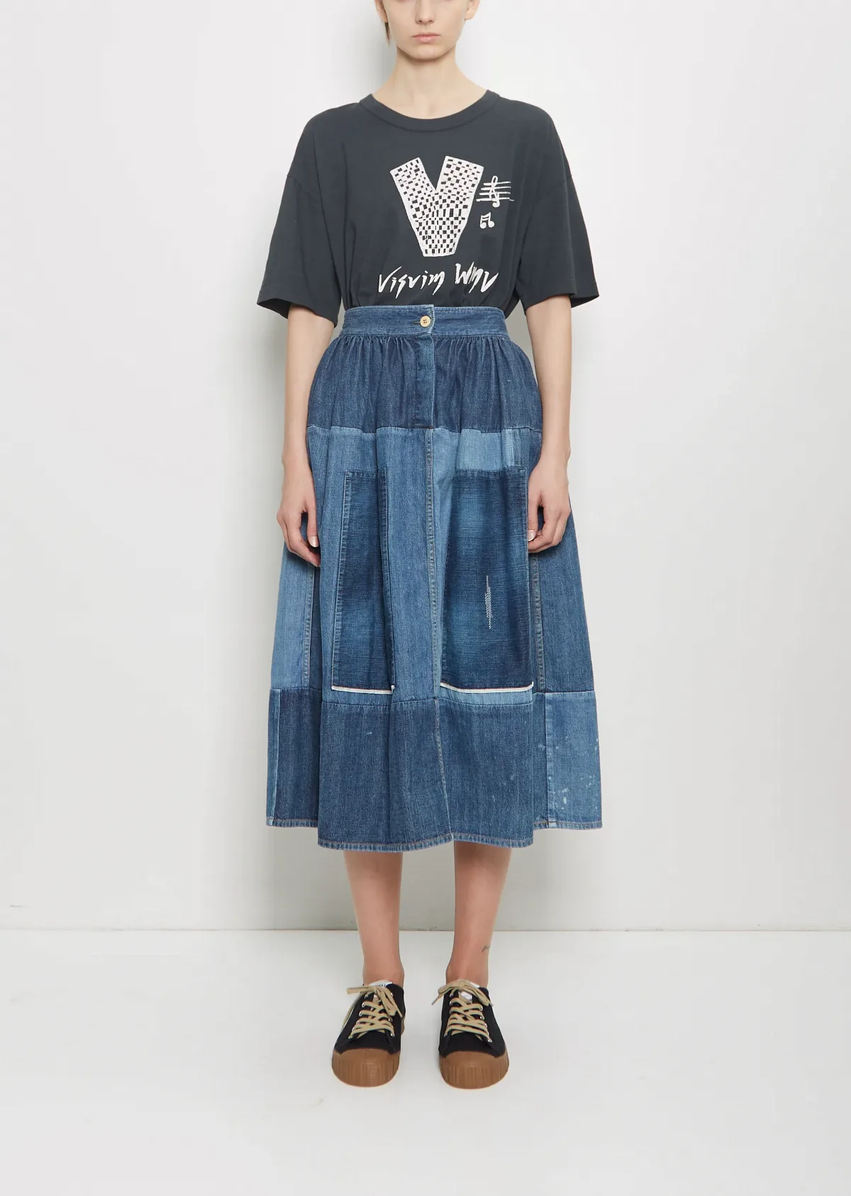 Denim Elevation Patchwork Skirt by Visvim