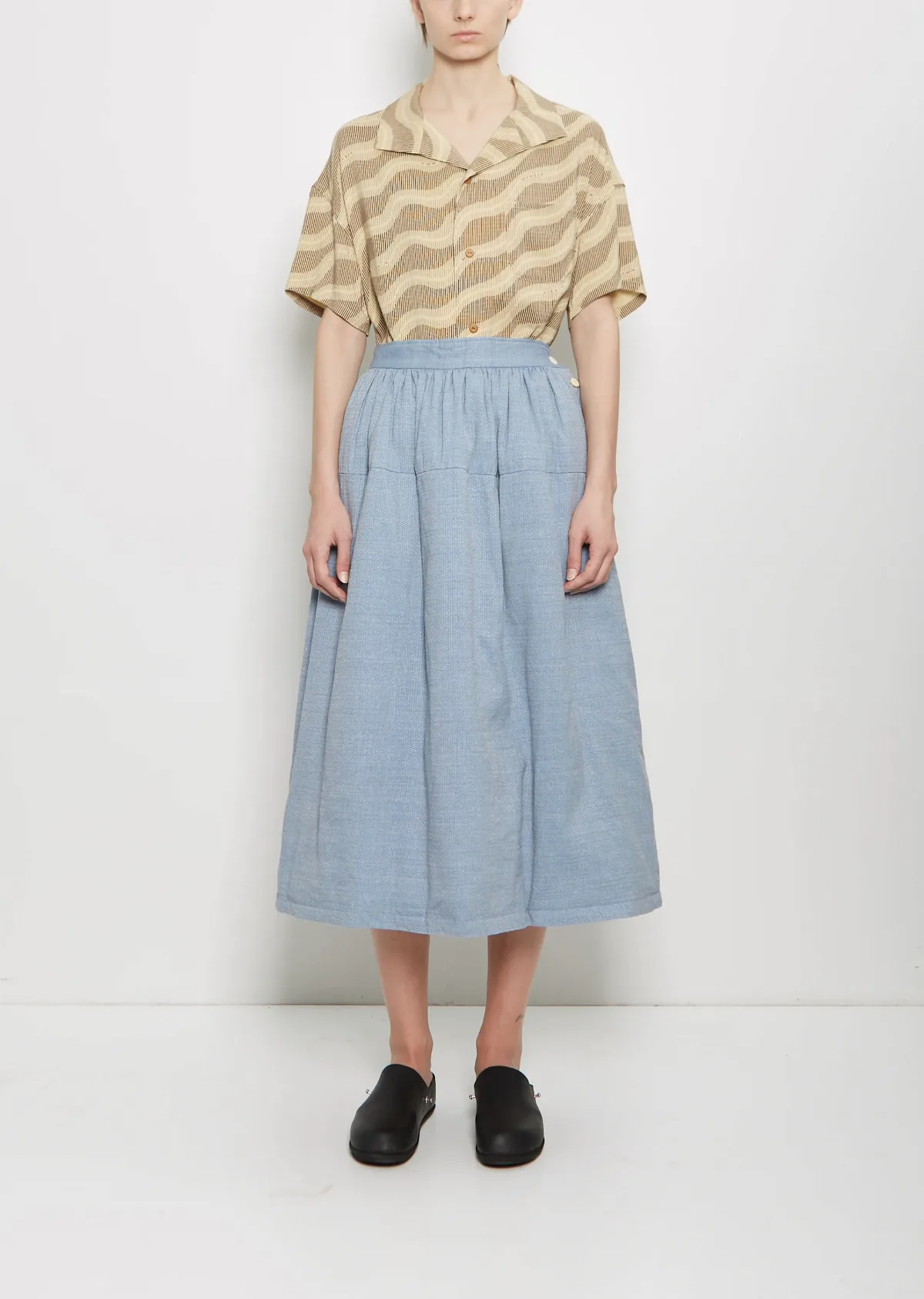 Wool Linen Elevation Sashinko Down Skirt by Visvim