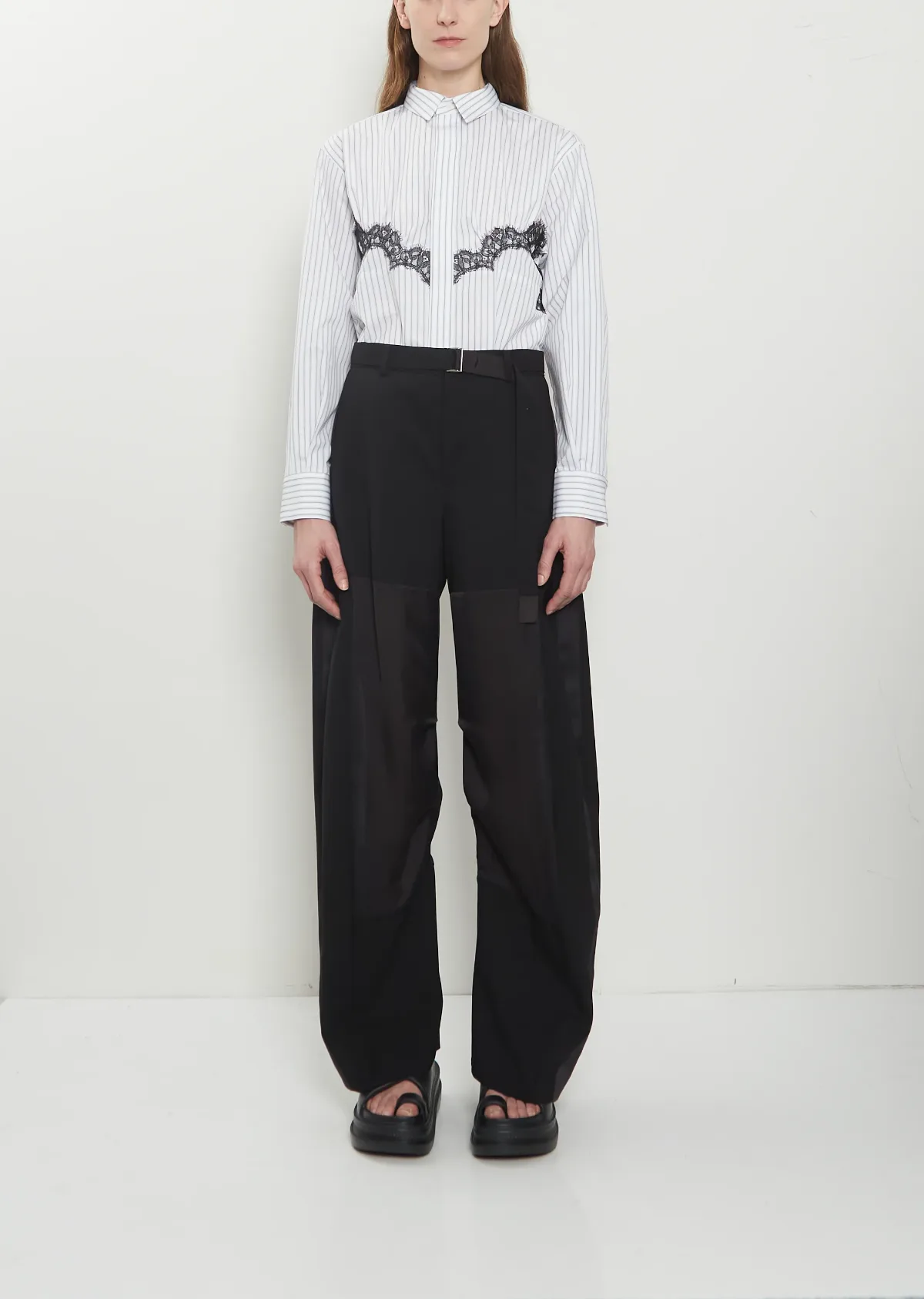 Wool Suiting x Sheer Voile Pants by Sacai