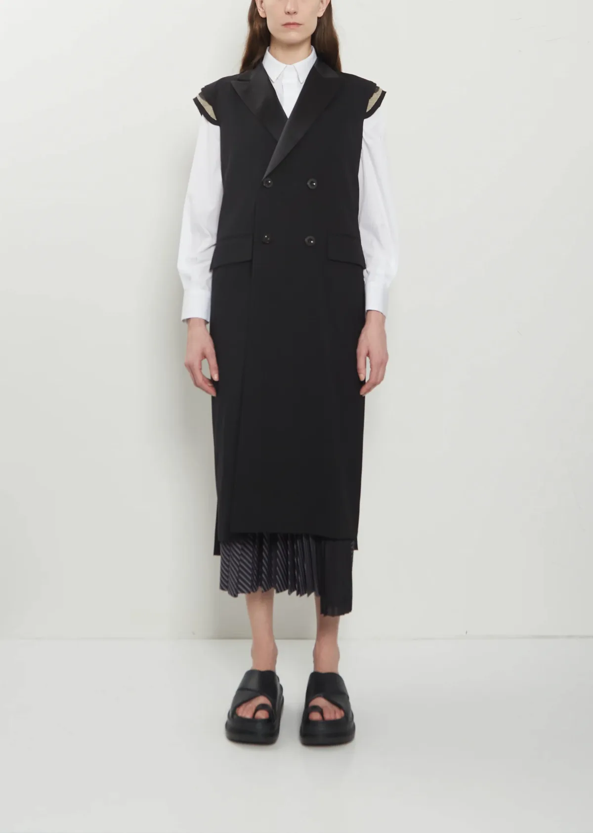 Wool Suiting Long Vest by Sacai