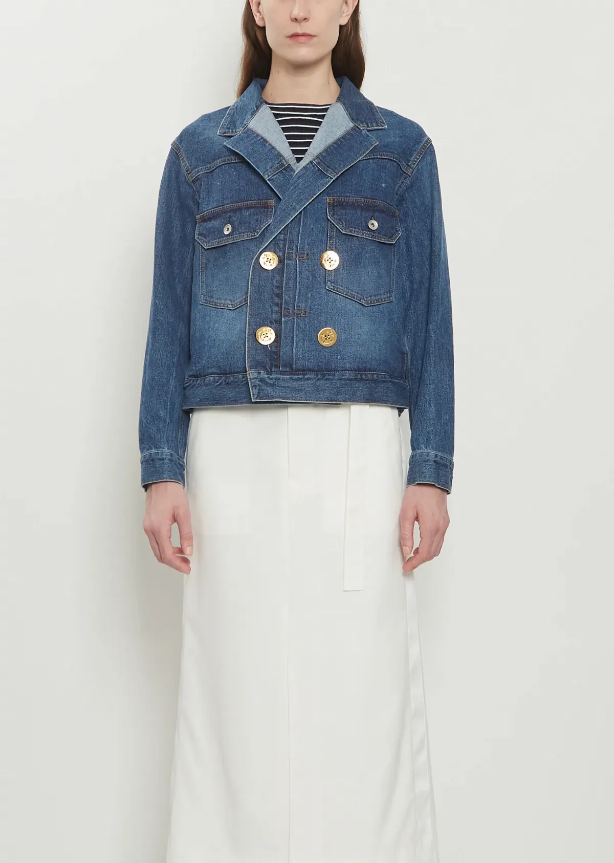 Double-Breasted Denim Jacket by Sacai