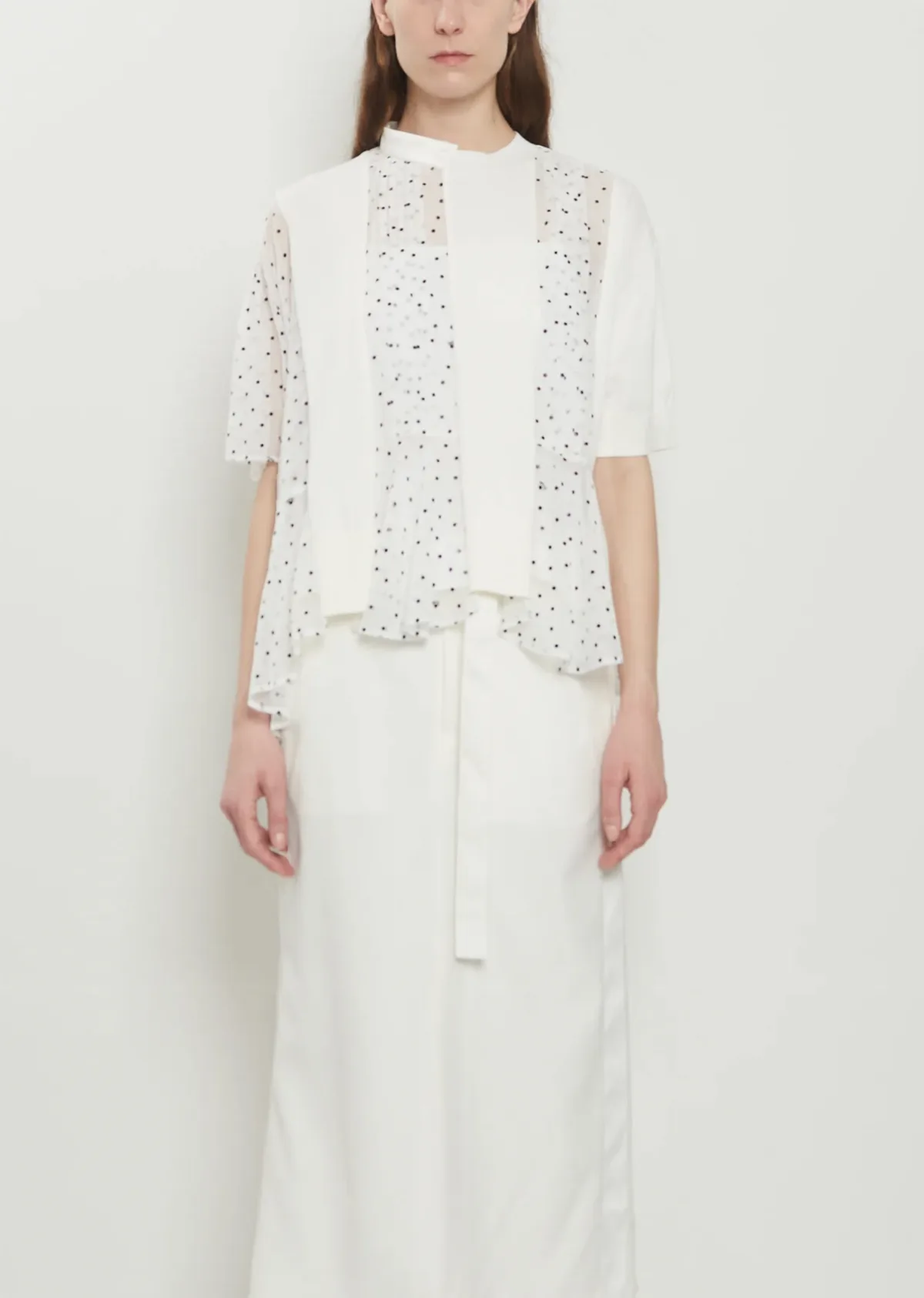 Polka Dot Paneled Cotton Top by Sacai
