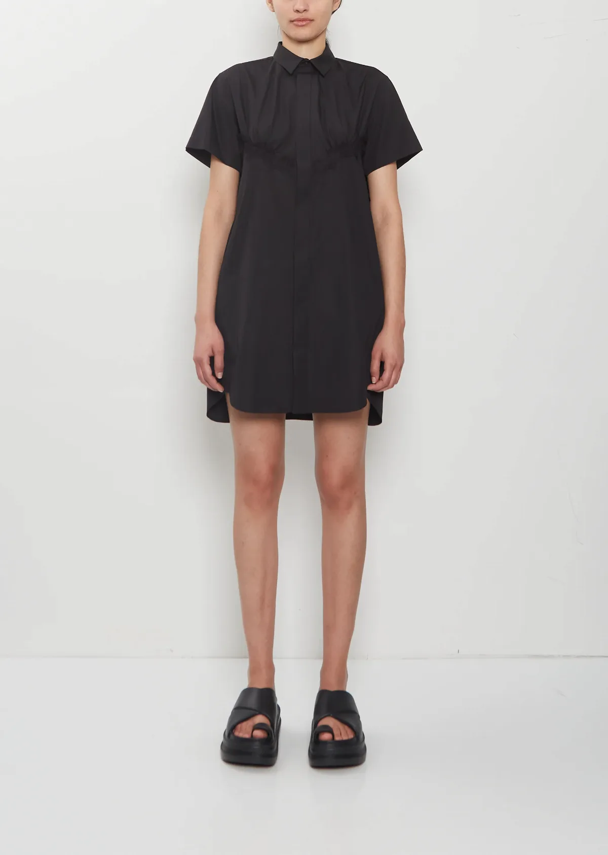 Lace Detail Poplin Dress