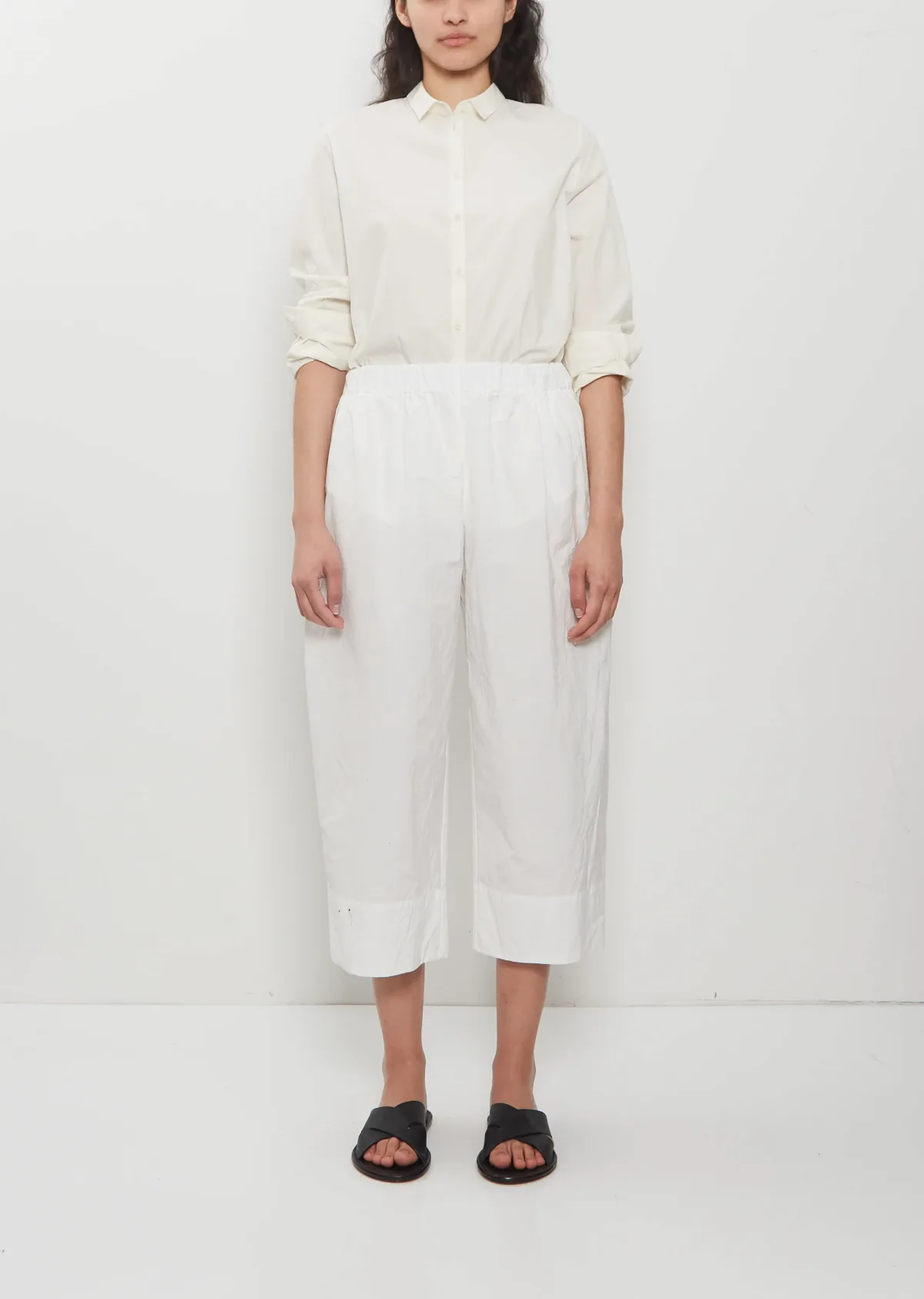 Technical Poplin Cropped Wide Pant by Apuntob