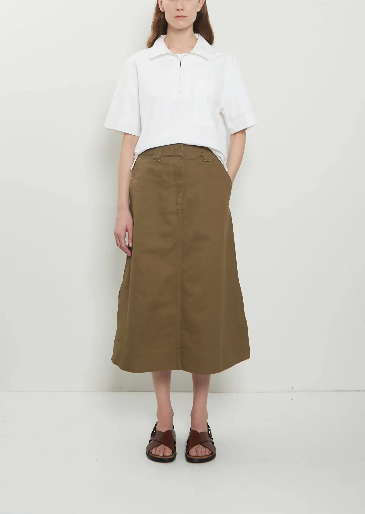 MHL by Margaret Howell Side Vent Cotton Skirt