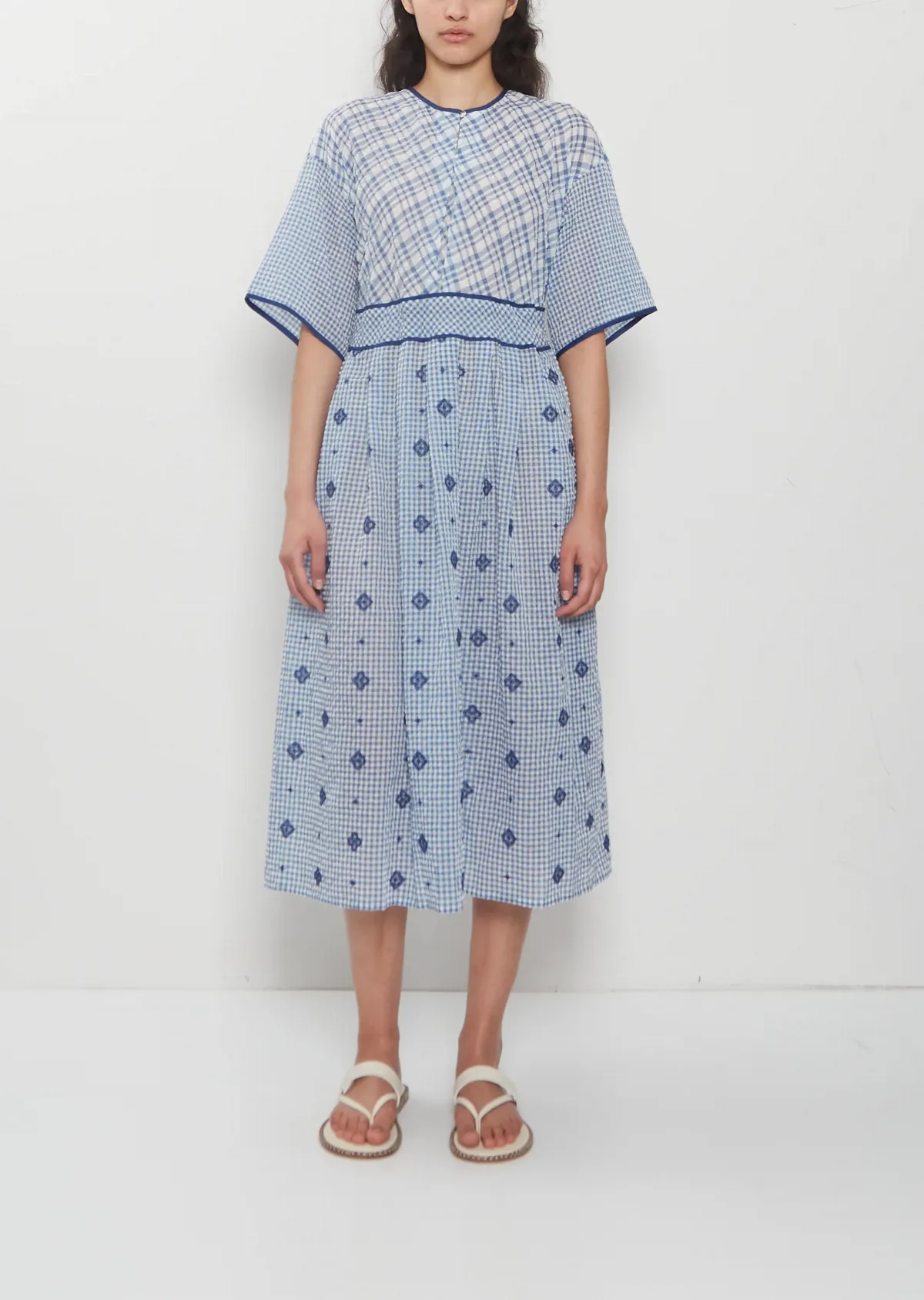 Trim Detail Embroidery Cotton Dress by Antipast