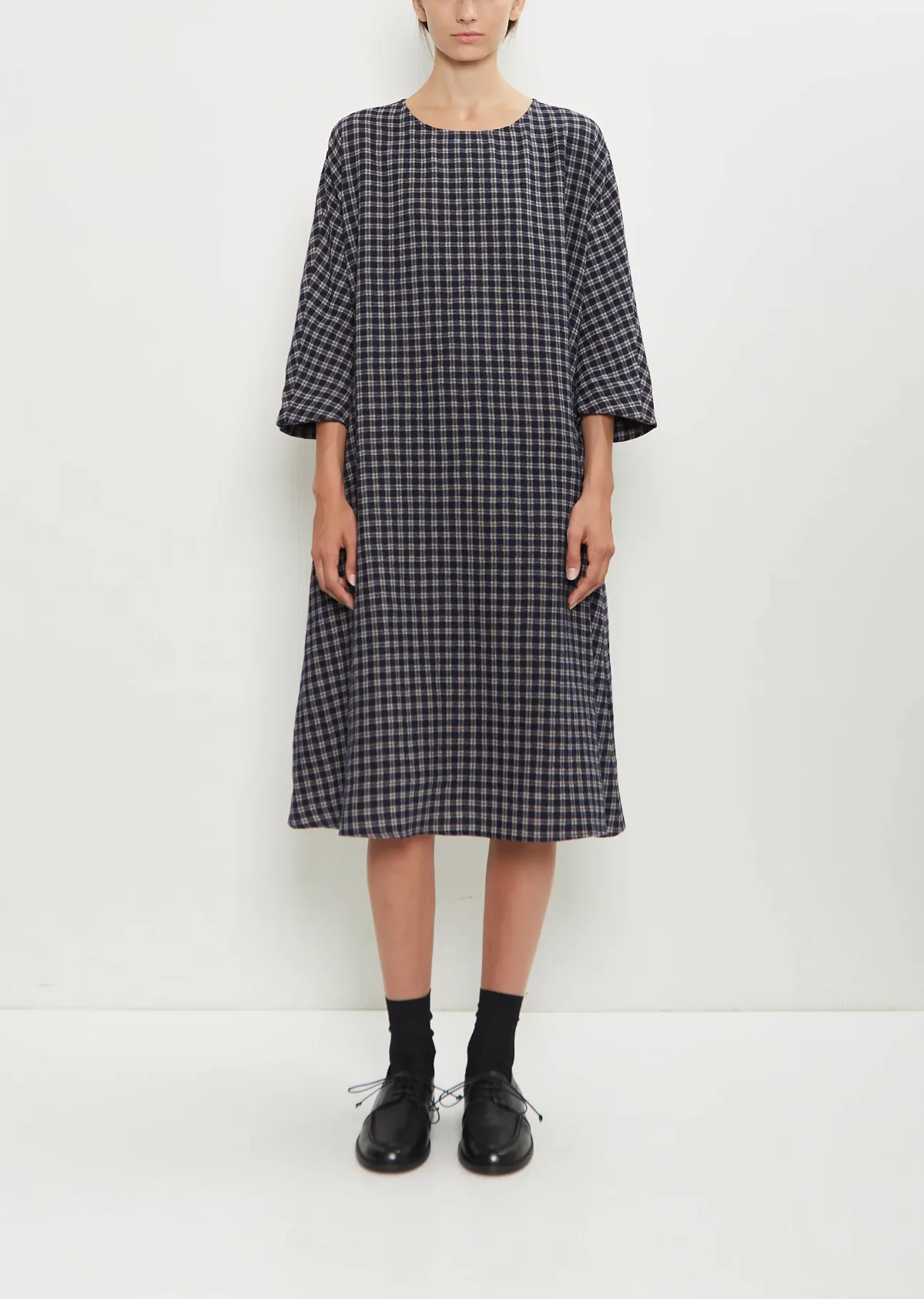 Wool Micro Tartan Tunic Dress by Apuntob