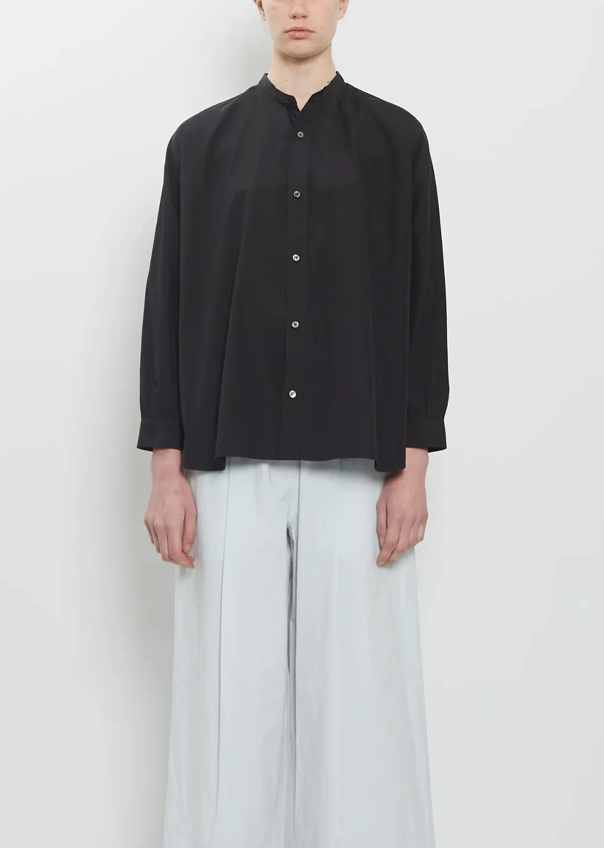 Band Collar Simple Cotton Shirt by Arts & Science