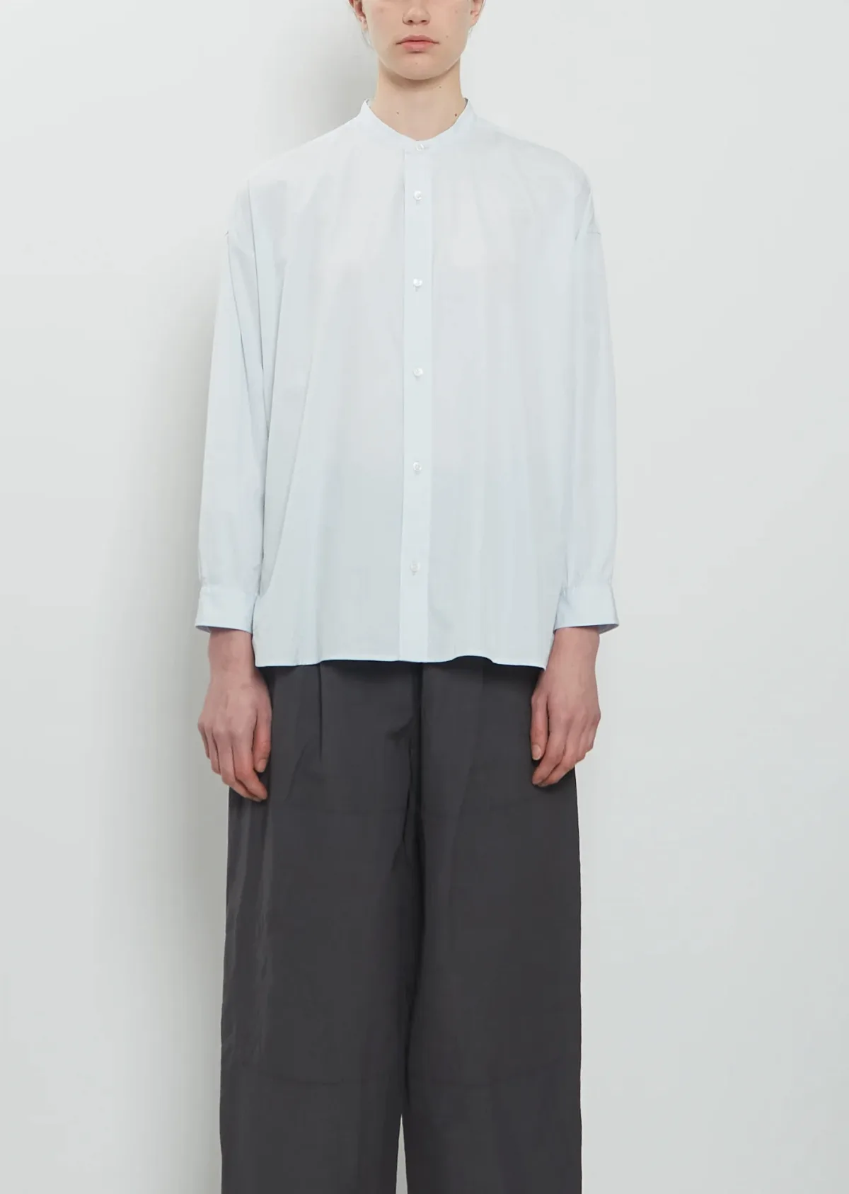 Band Collar Simple Cotton Shirt