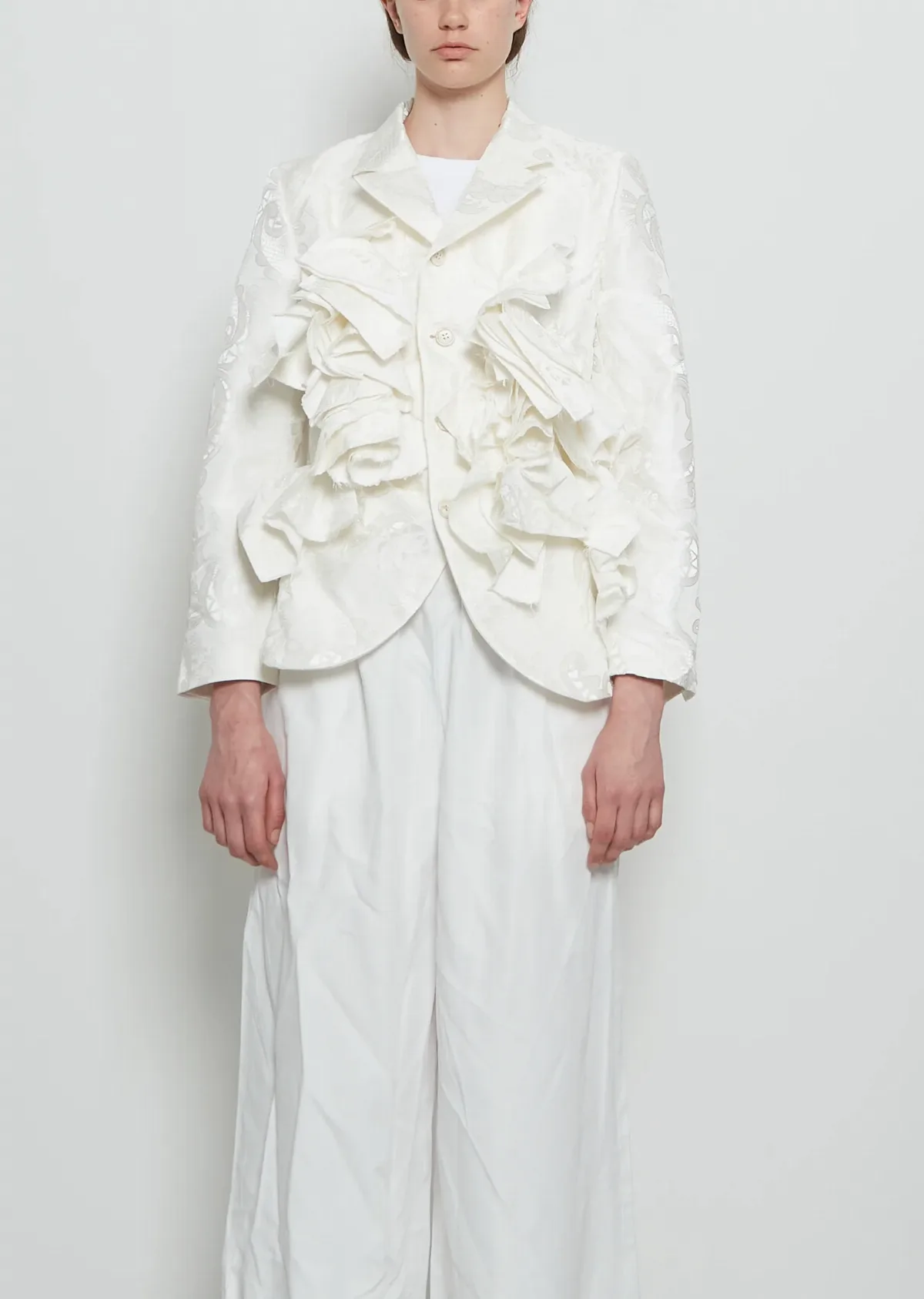 Grosgrain Lace Ruched Blazer by Comme des Garçons