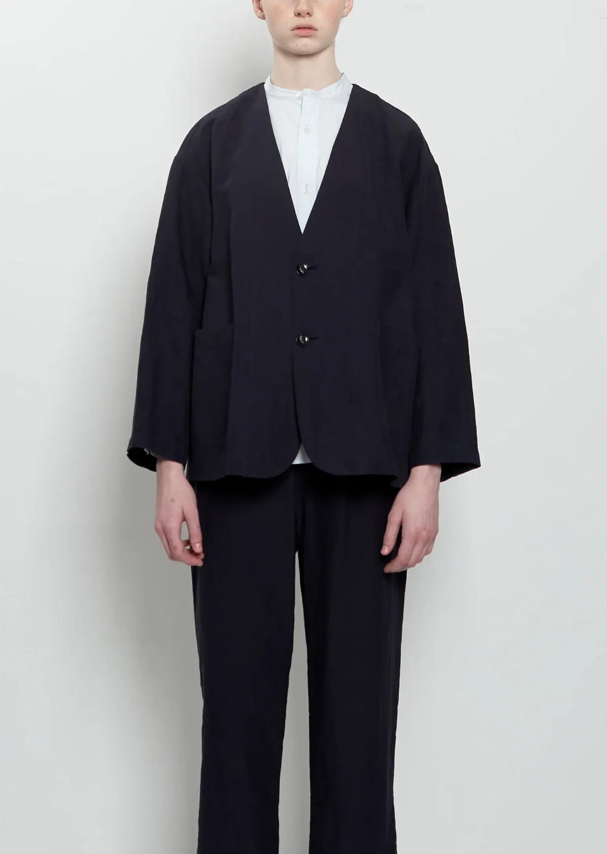 No Collar Linen Jacket by Arts & Science