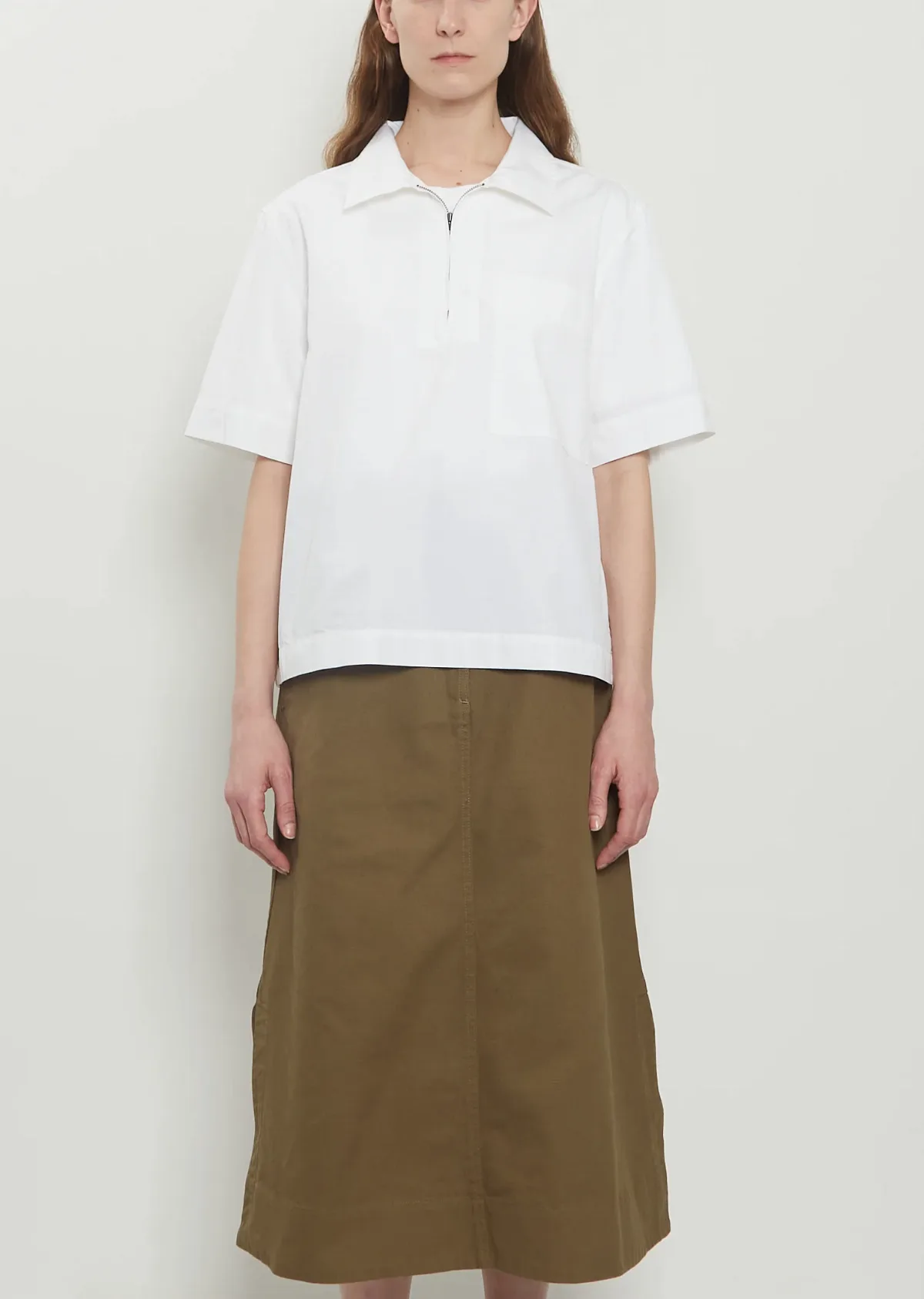 Half-Zip Cotton Shirt by Mhl by Margaret Howell