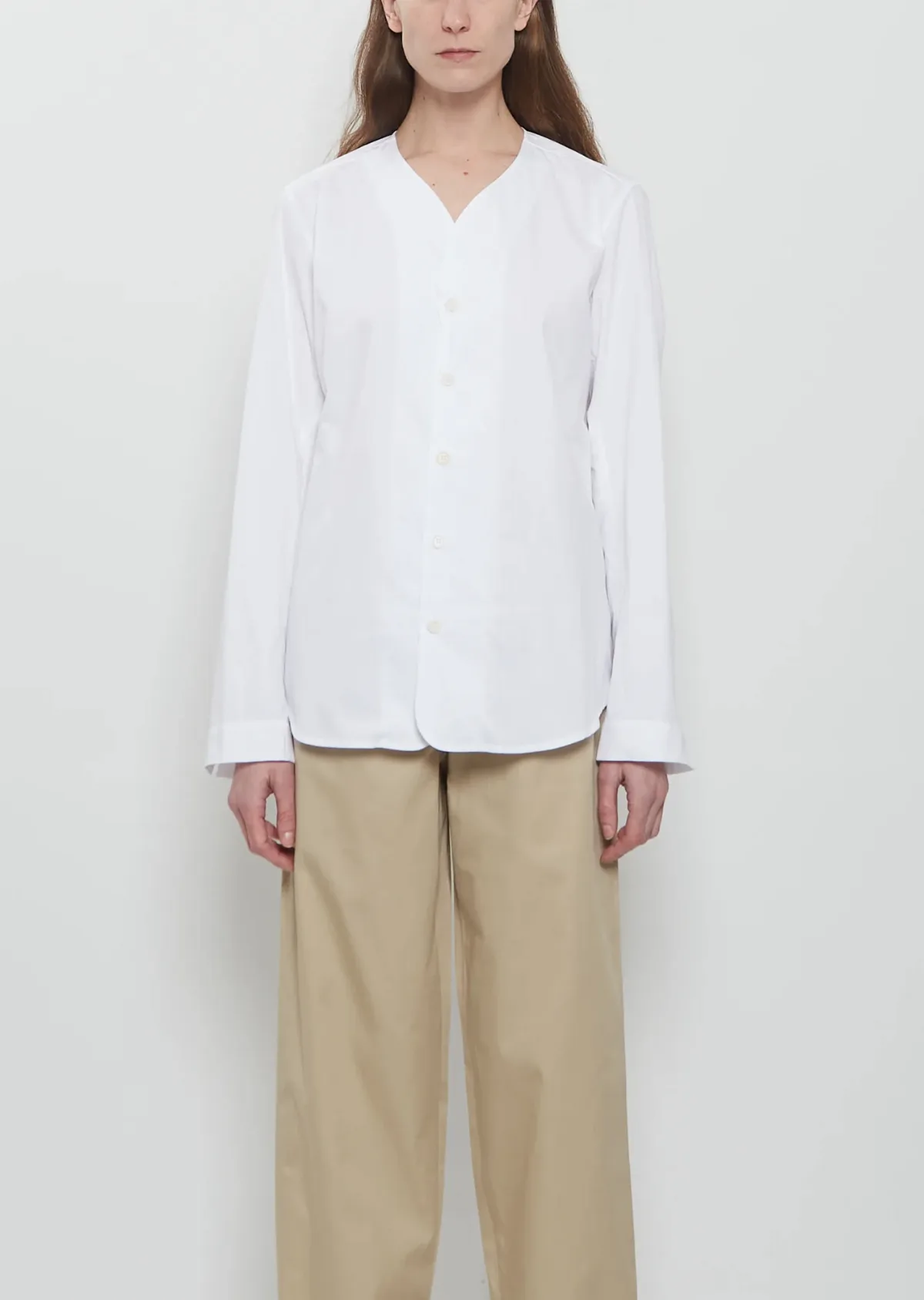 Mason Collarless Cotton Shirt by Meta Campania Collective