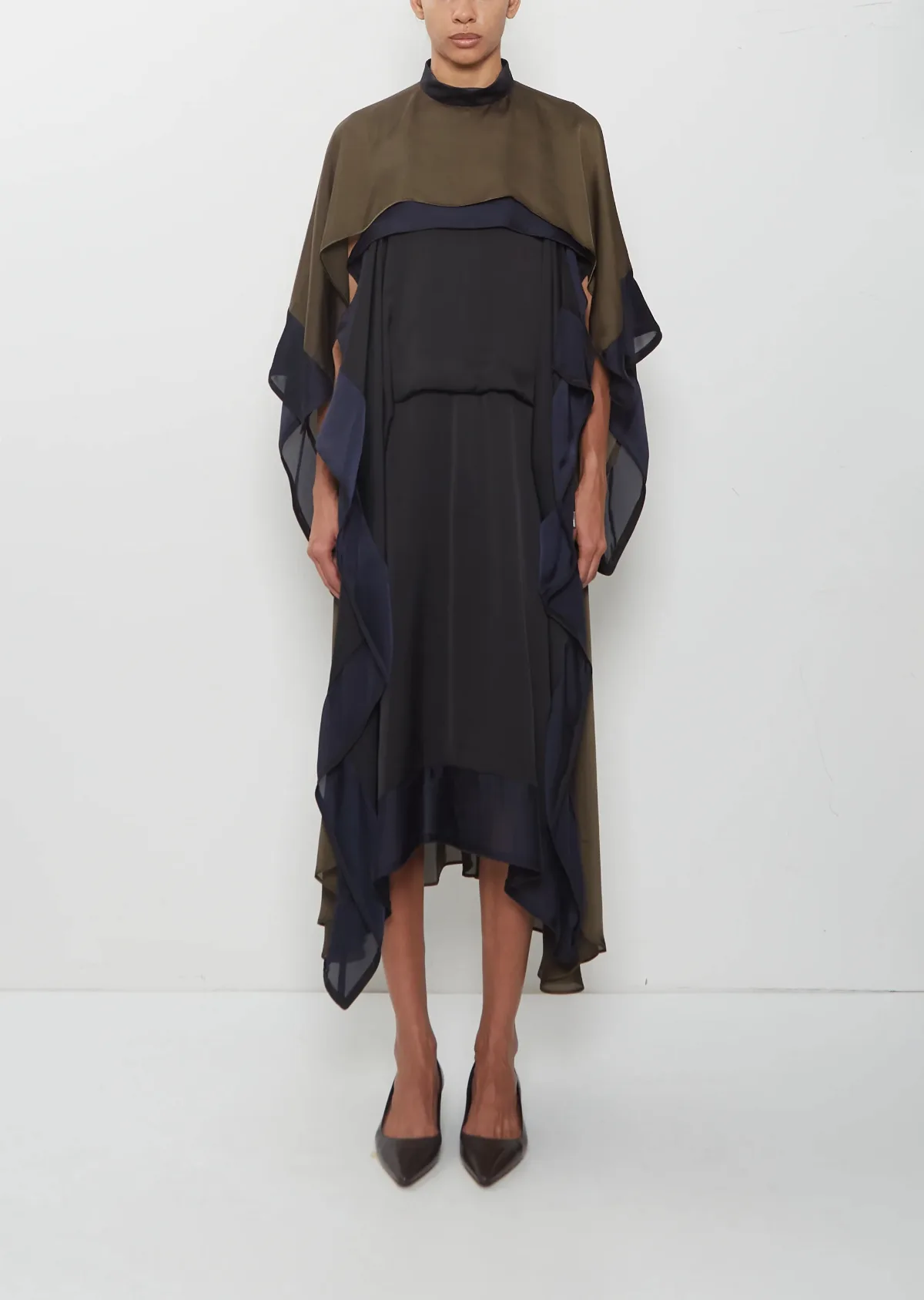 Satin x Chiffon Dress by Sacai