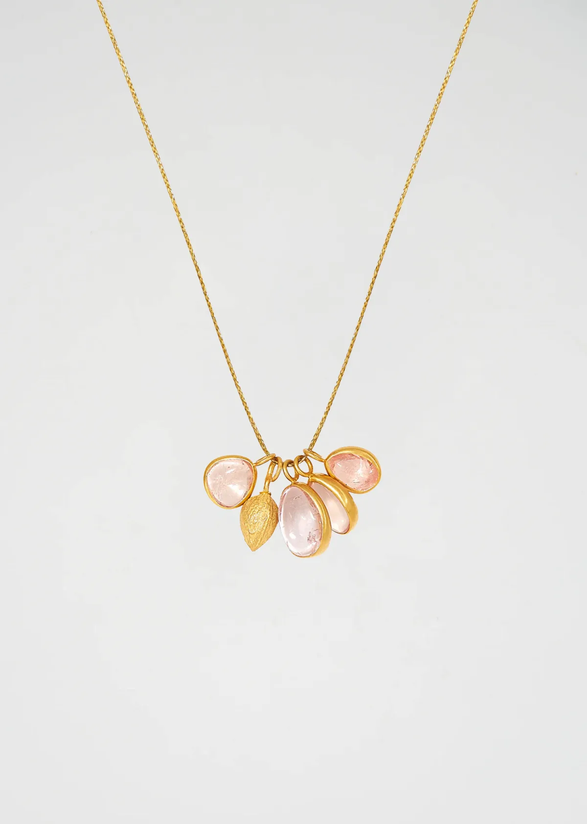 Peony Pink Colette Cardomon Necklace Rose Quartz by Pippa Small