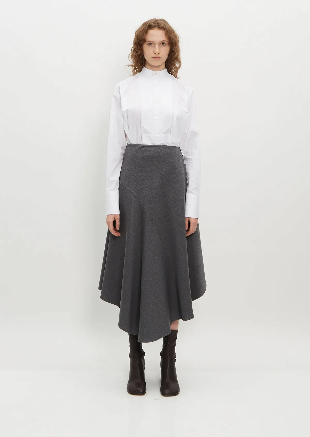 Cotton Blend Flared Knit Skirt by Plan C