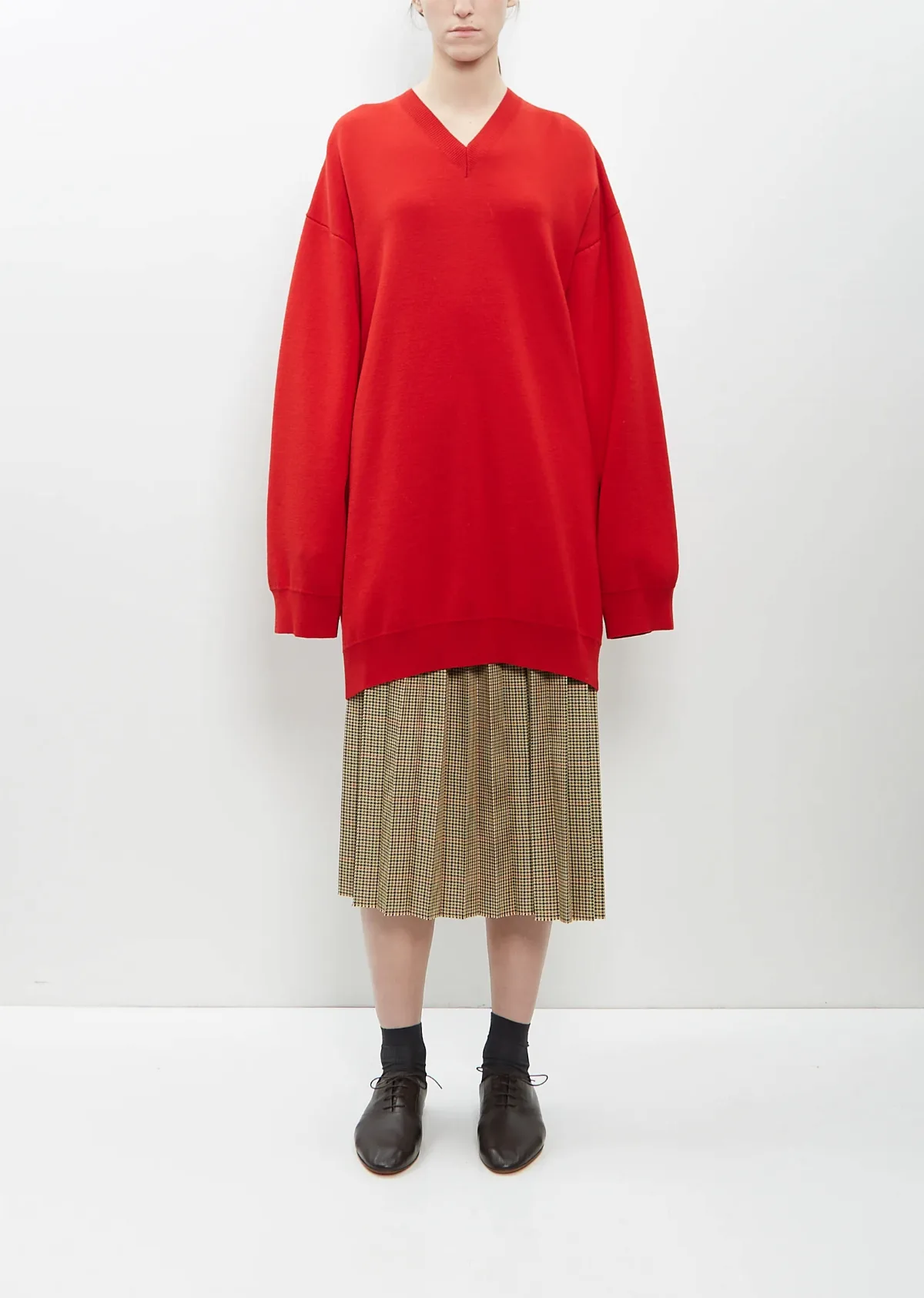 Houndstooth Poly Pleated Skirt by Marie Adam Leenaerdt