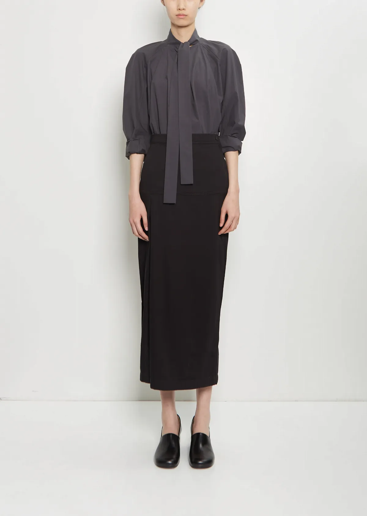 Cotton Denim Slit Skirt by Lemaire