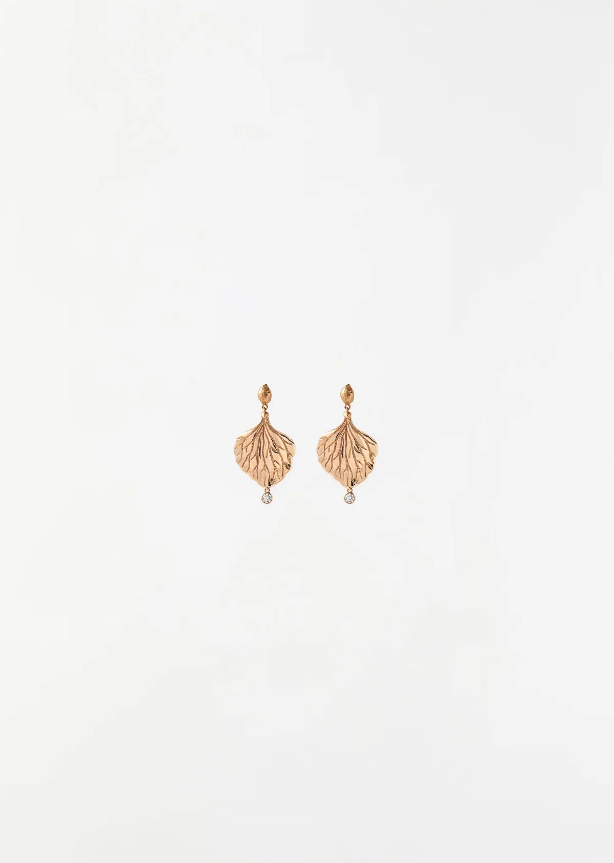 Hydrangea Petal Earrings with Diamonds 18k Rose Gold by Mira Stella