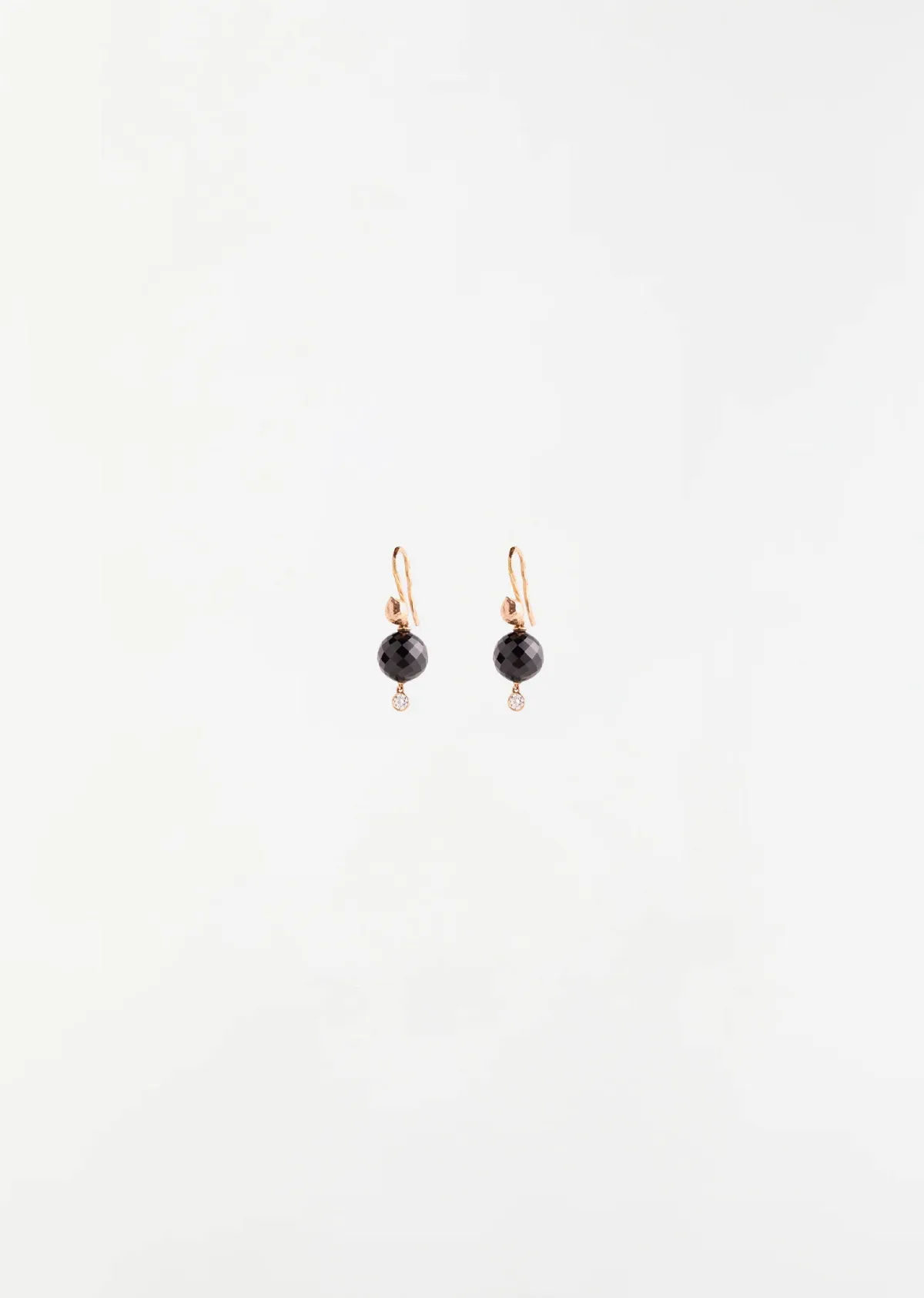 Onyx Sphere Earrings 18k Rose Gold by Mira Stella