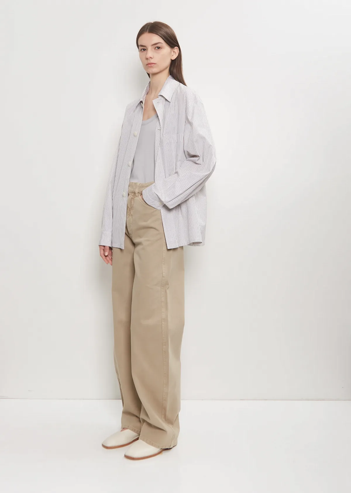 Denim High Waisted Curved Pants by Lemaire