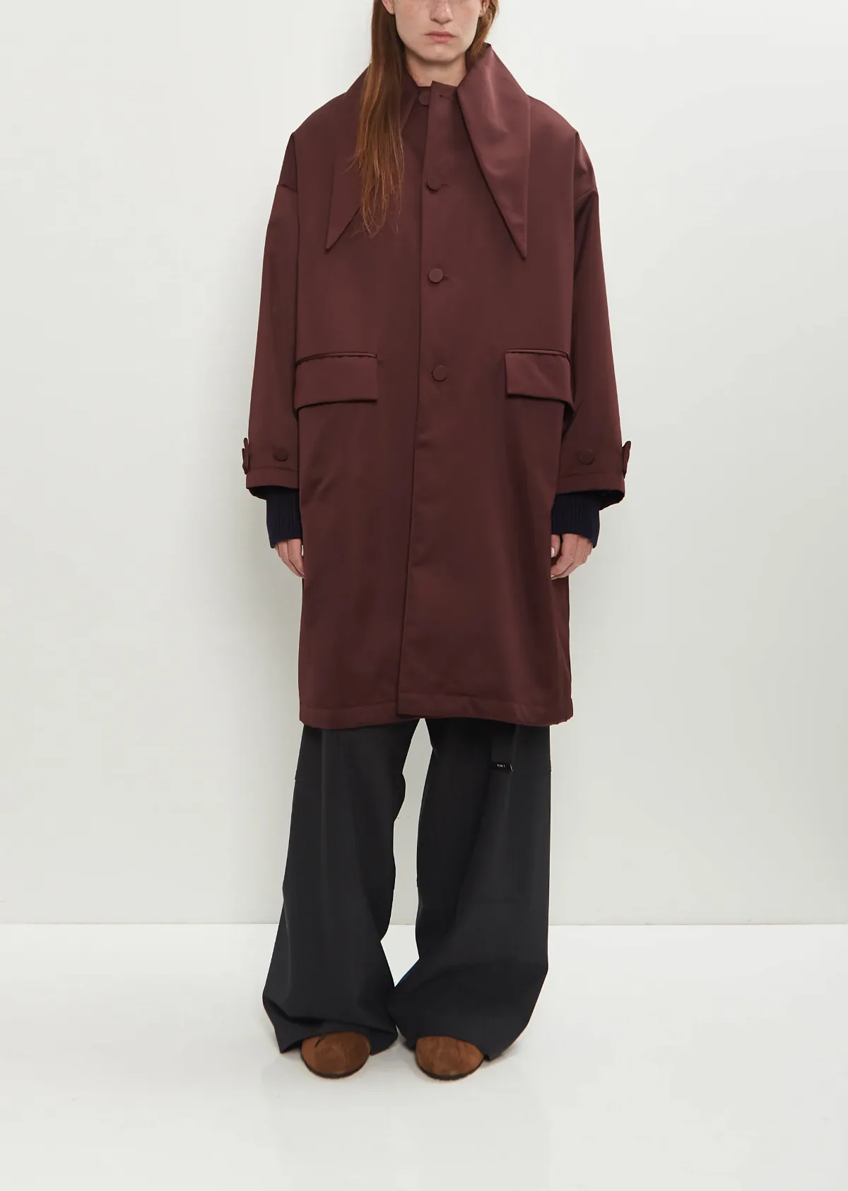 Satin Shawl Collar Coat by Plan C