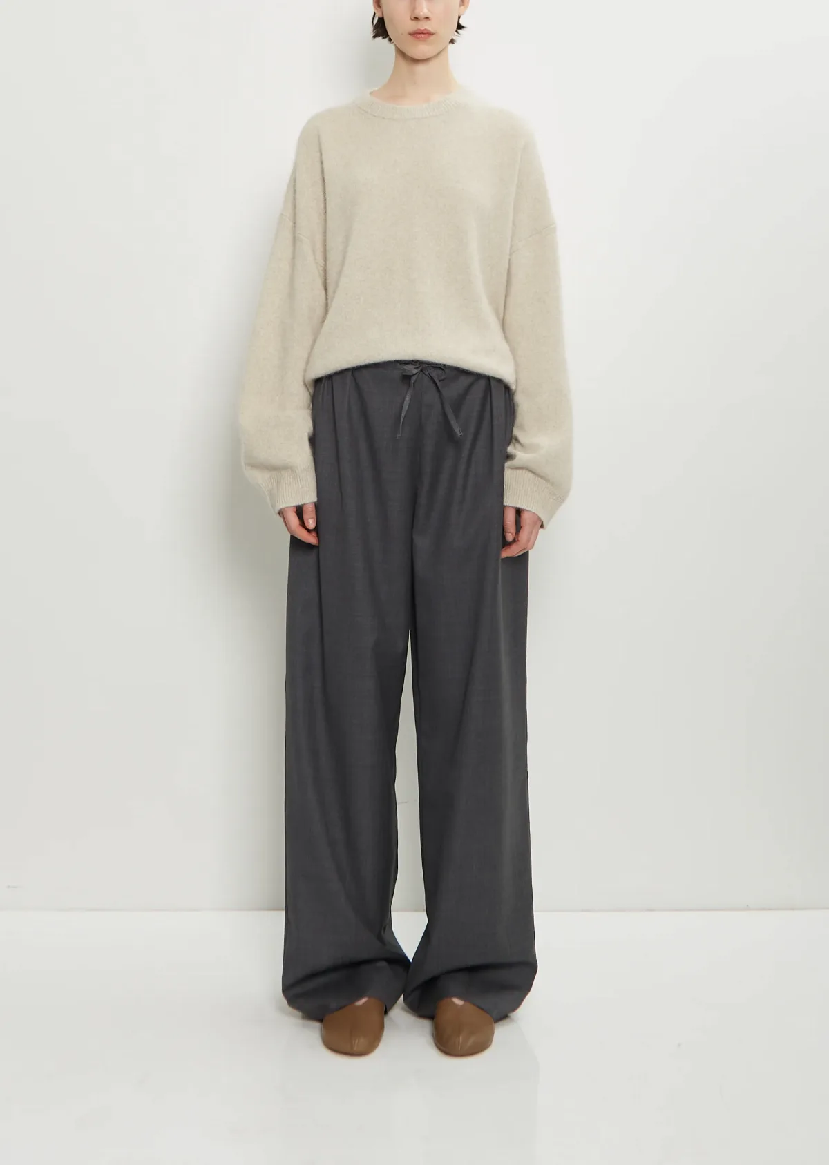 Cove Wool Wide Pants by Loulou De Saison