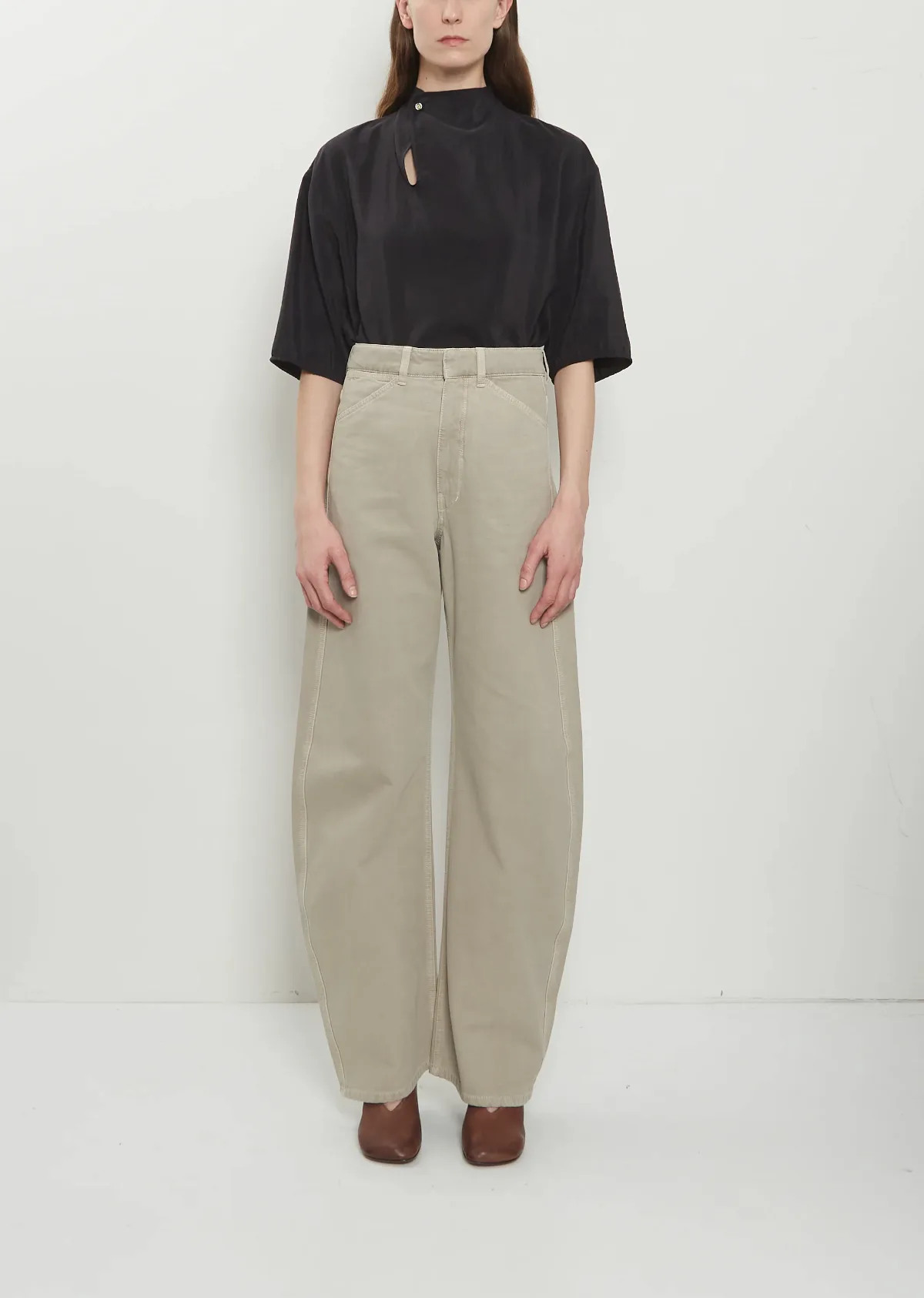 High Waisted Broken Twill Curved Pants by Lemaire