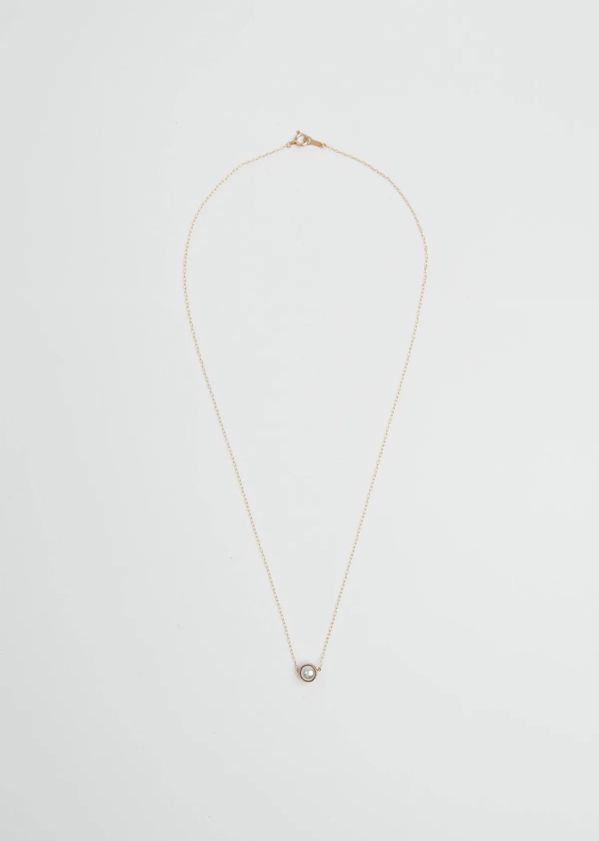 Bijoux Half Cut Pearl Yellow Gold Necklace 14k YG by Noguchi Bijoux