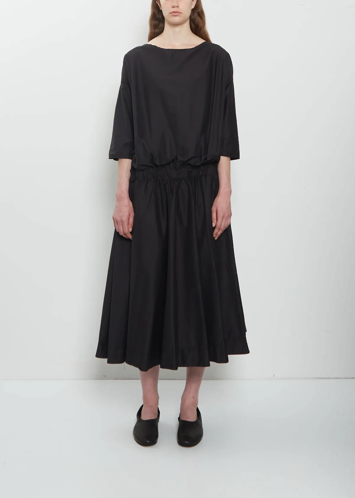 Stretch Light Cotton Gathered Dress by Album Di Famiglia